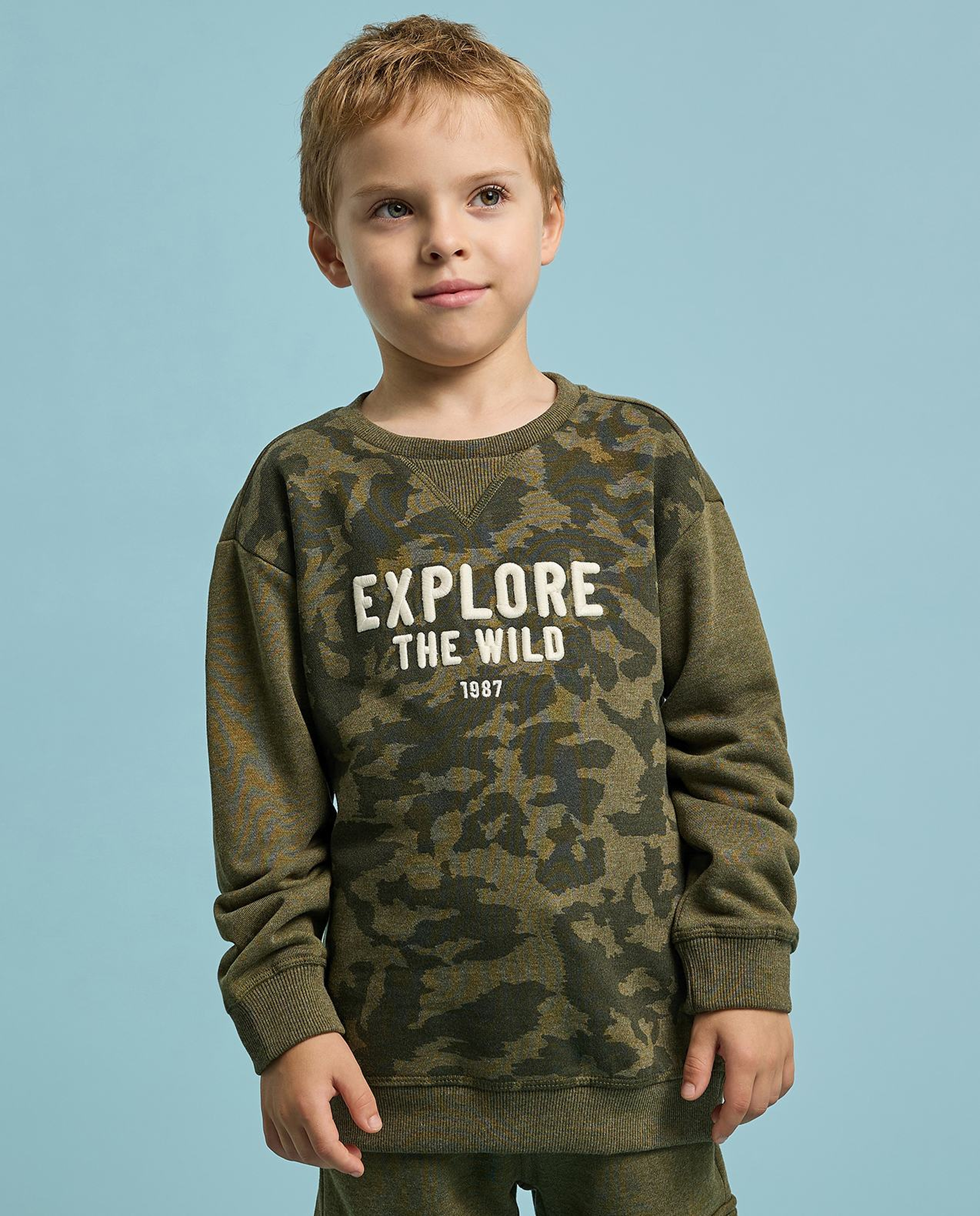 Camo Printed Sweatshirt and Pant Set