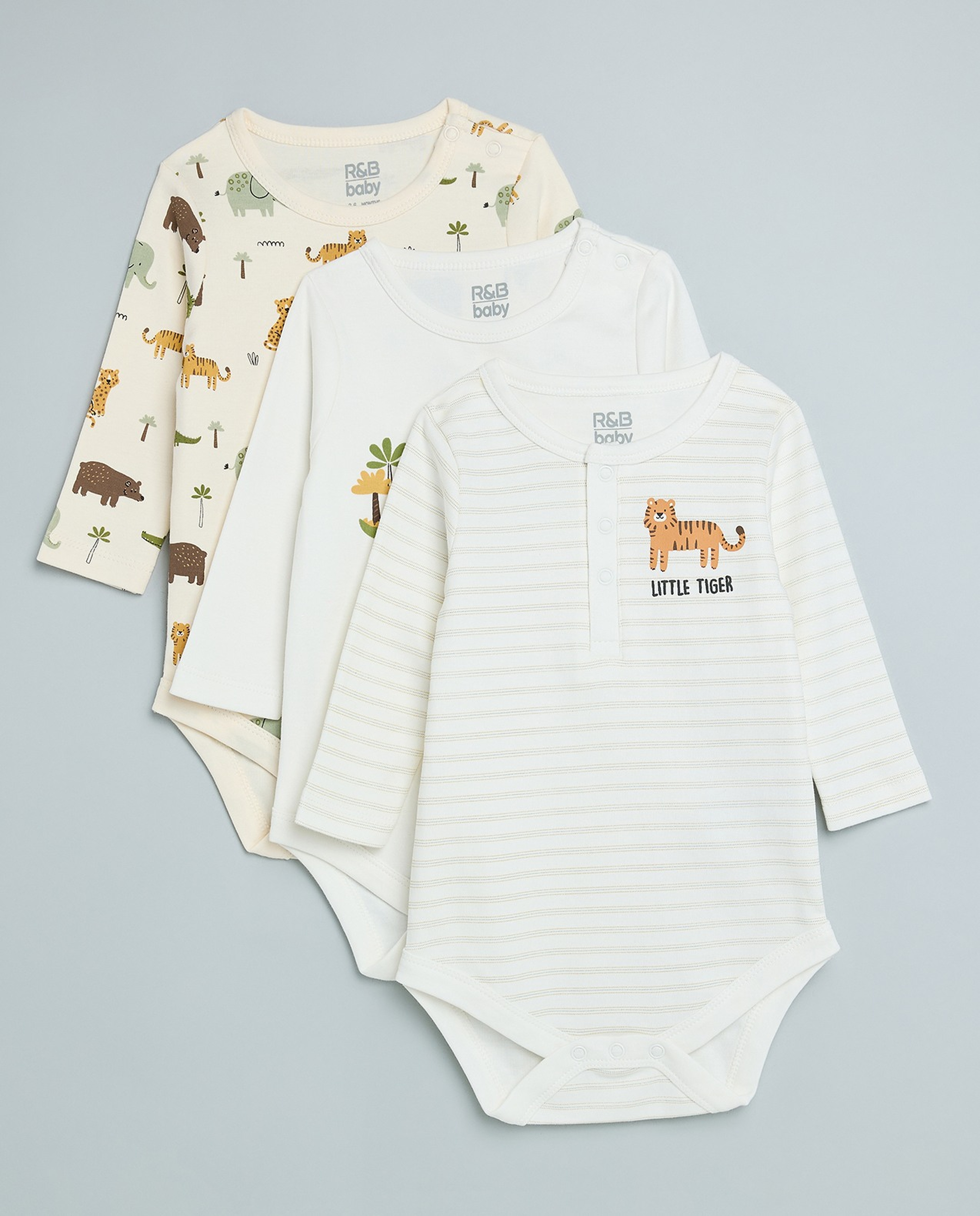 3 Pack Printed Bodysuits with Long Sleeves