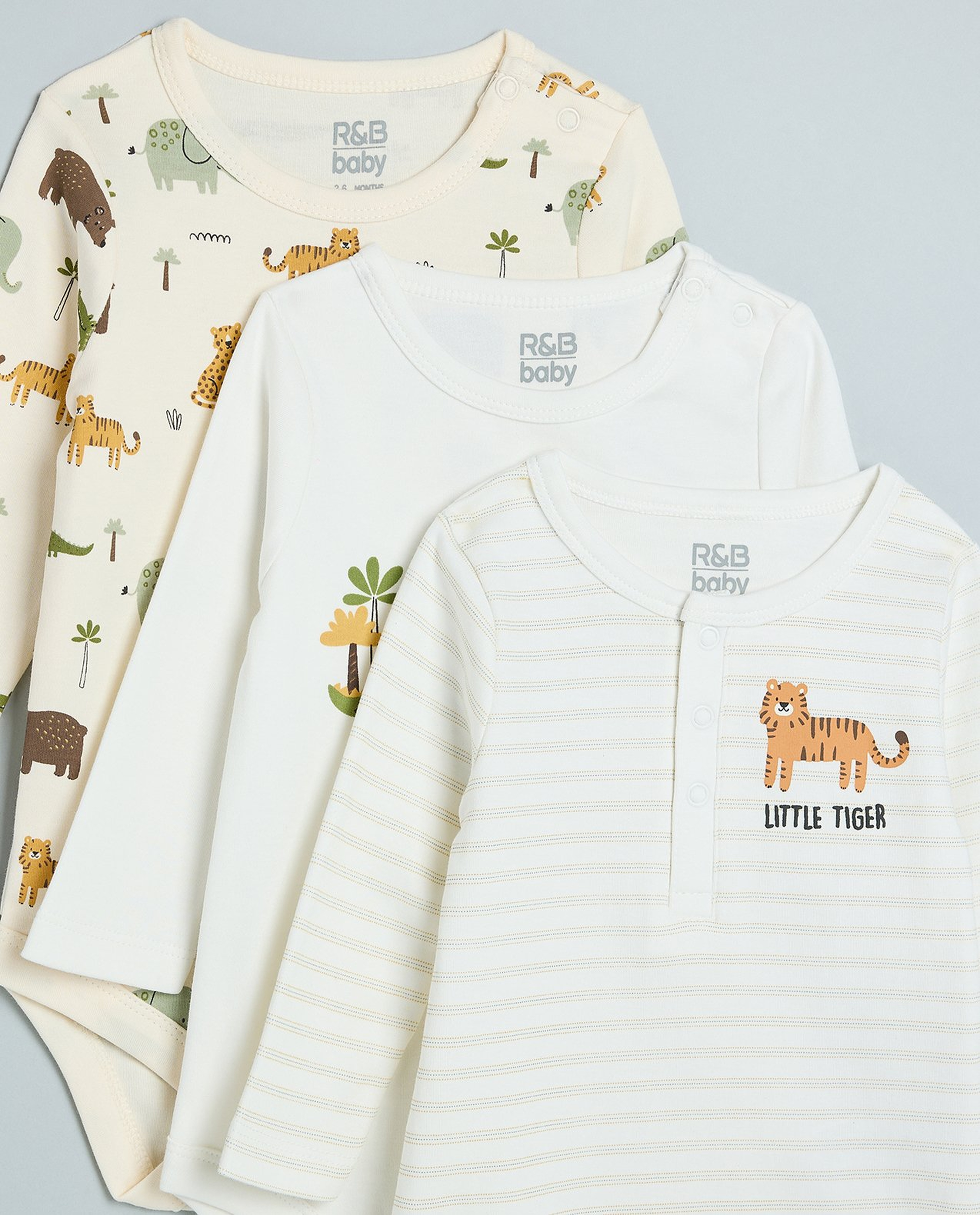 3 Pack Printed Bodysuits with Long Sleeves