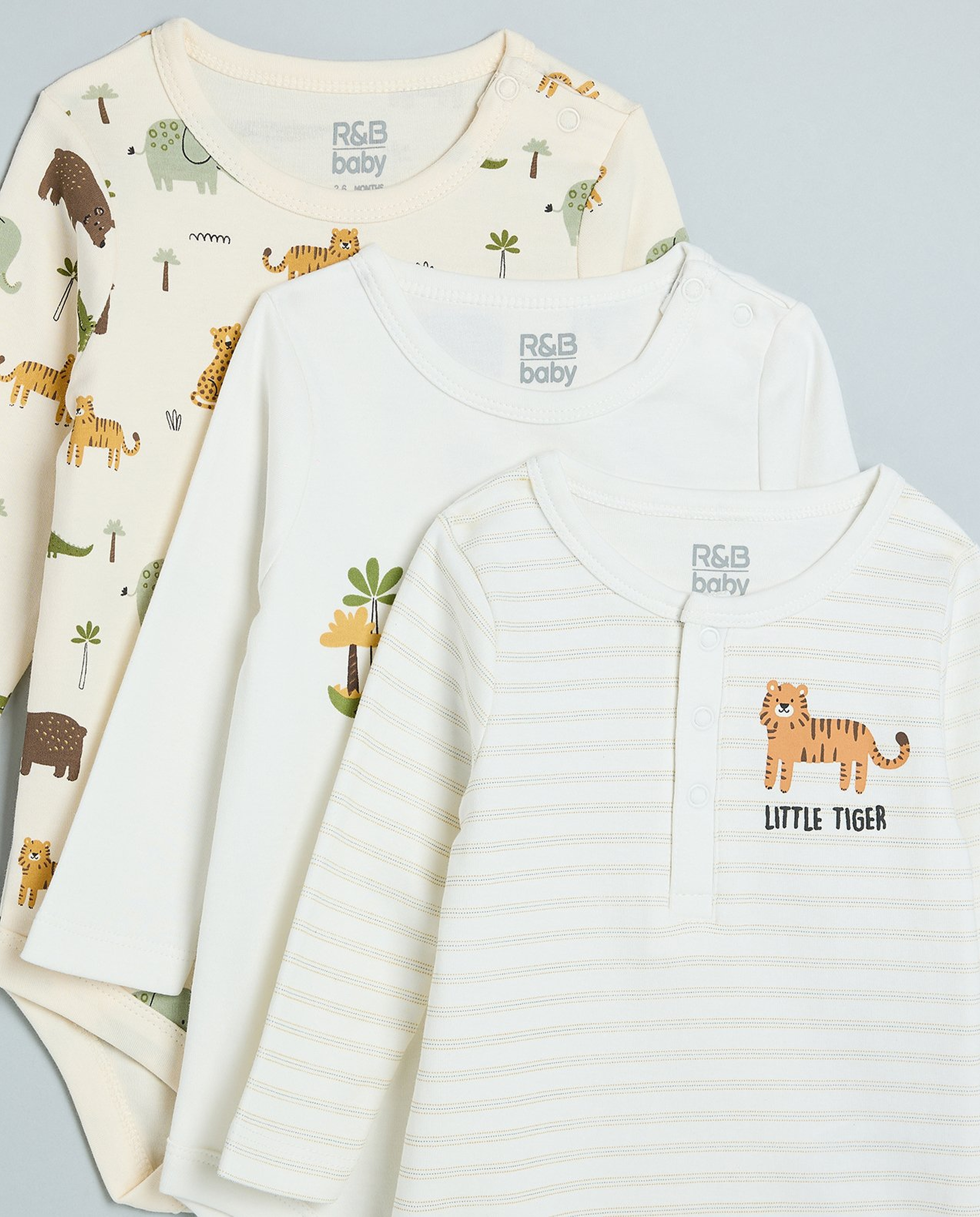 3 Pack Printed Bodysuits with Long Sleeves