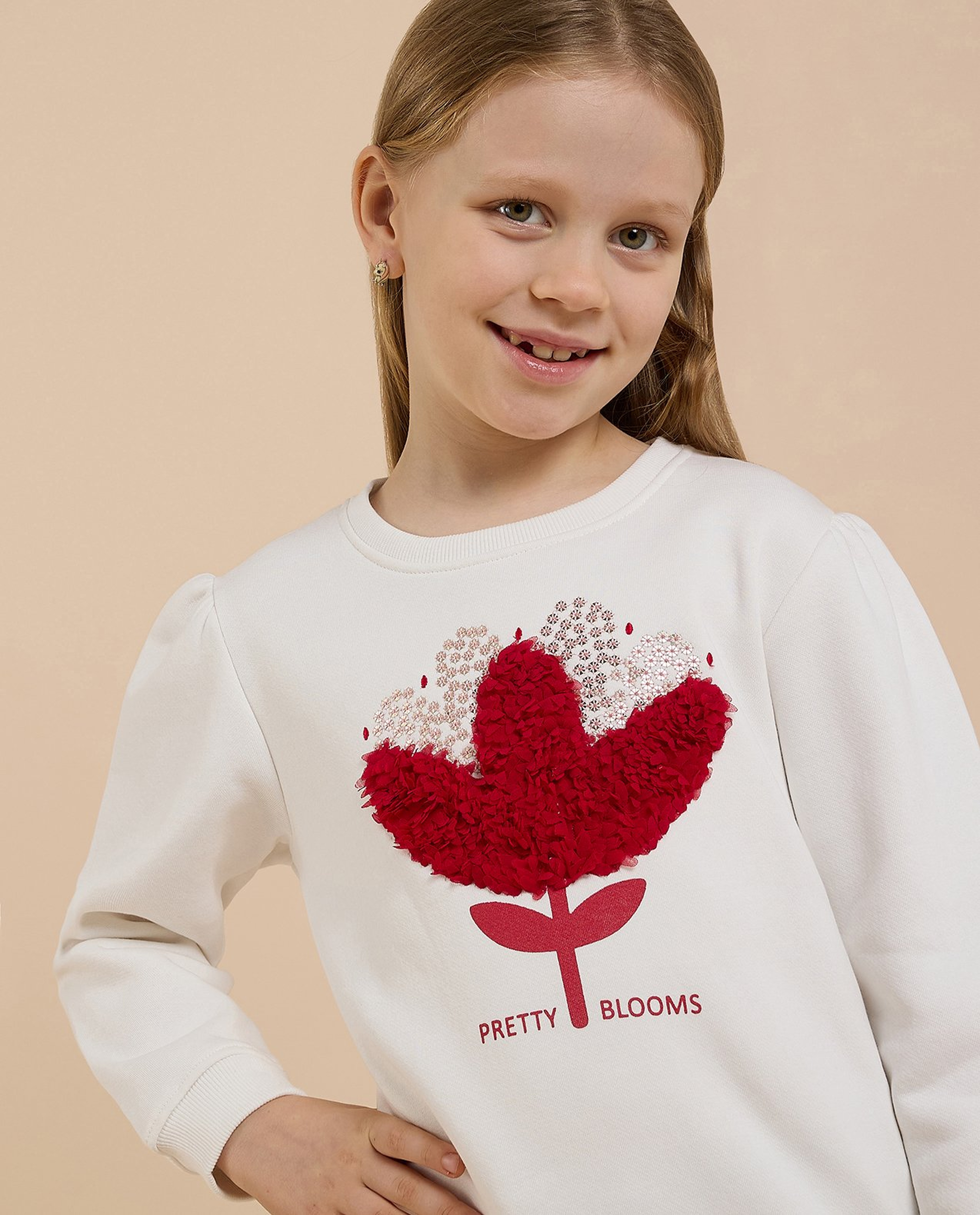 Embroidered Sweatshirt with Crew Neck and Long Sleeves