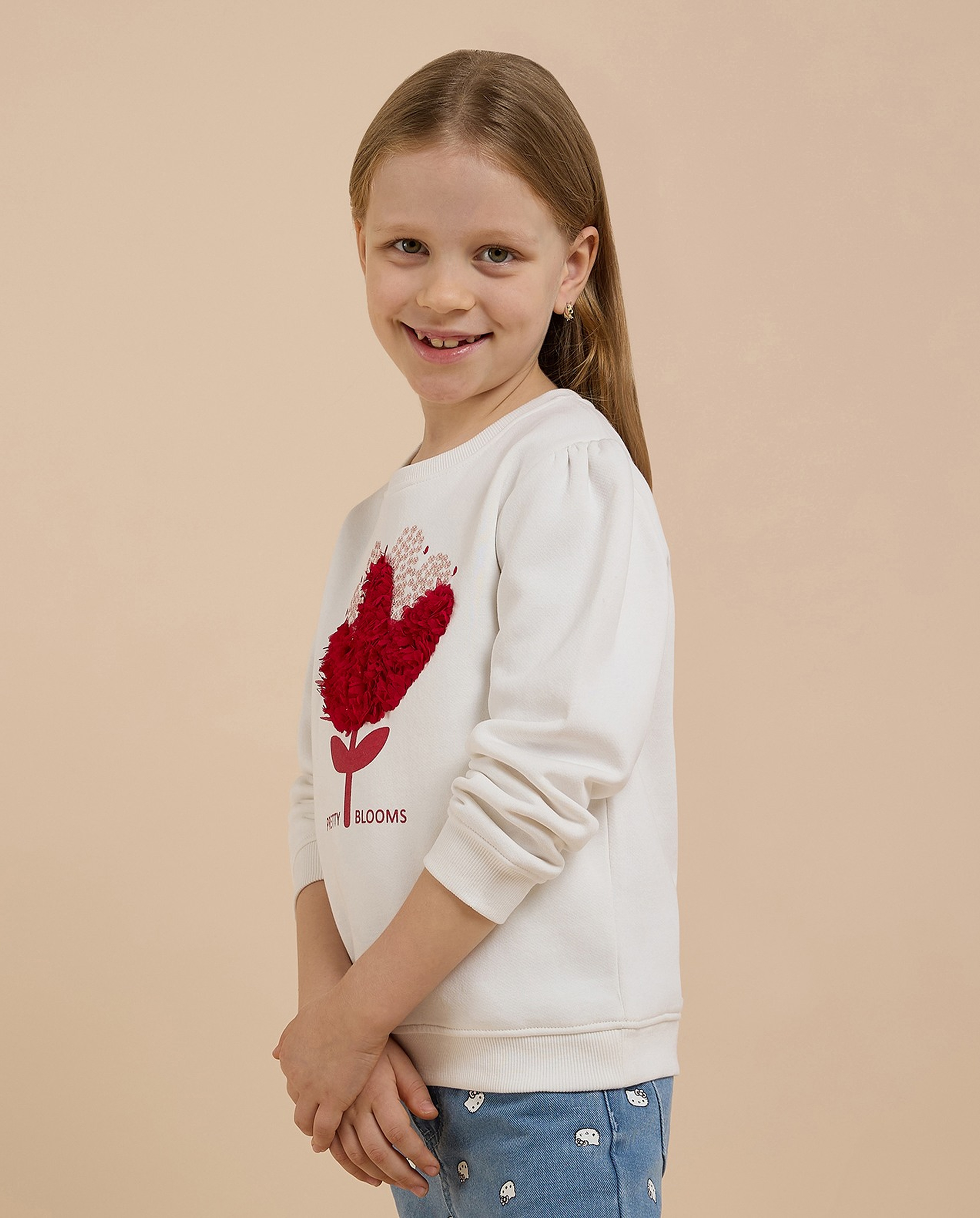 Embroidered Sweatshirt with Crew Neck and Long Sleeves