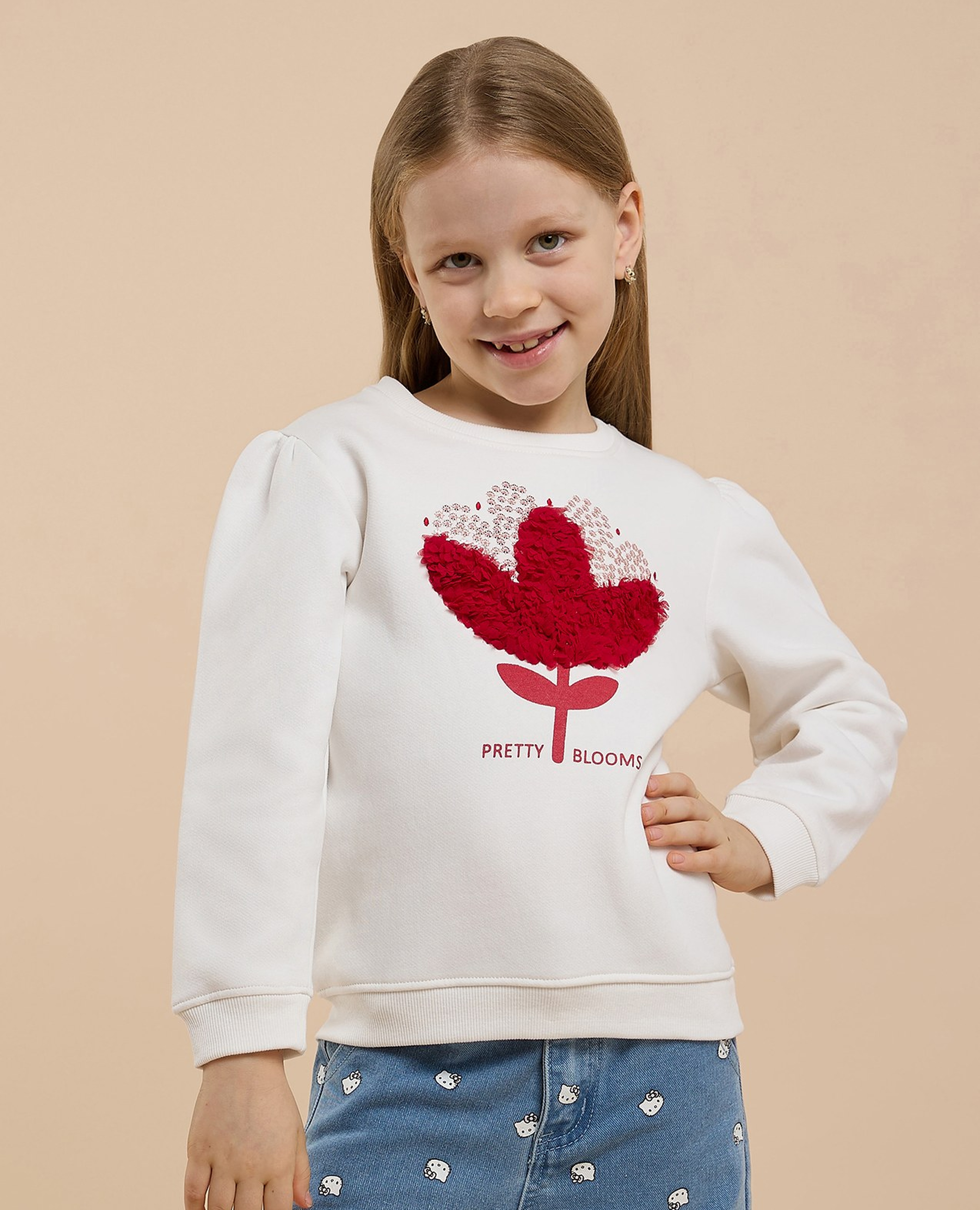Embroidered Sweatshirt with Crew Neck and Long Sleeves
