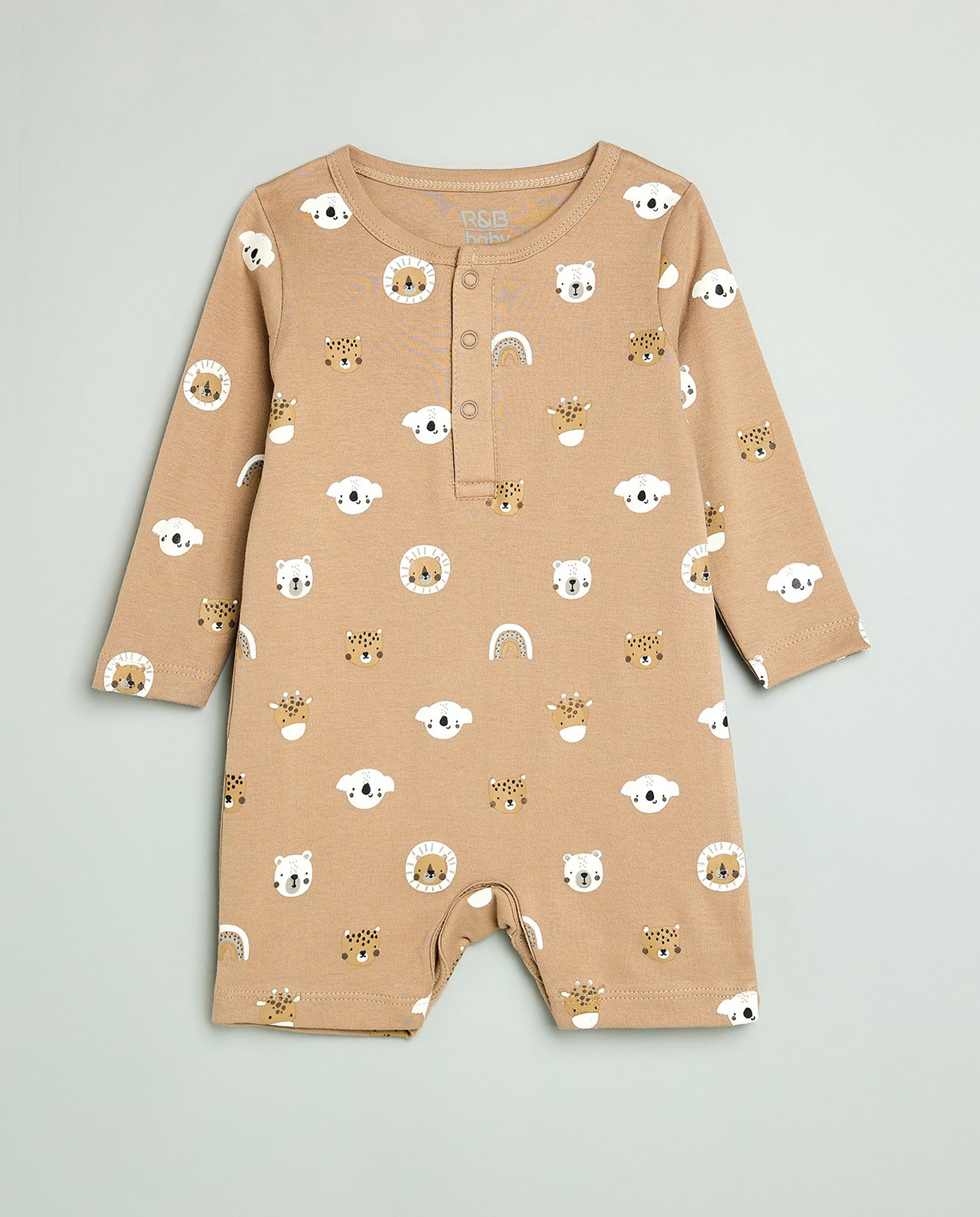 3 Pack Printed Rompers with Long Sleeves