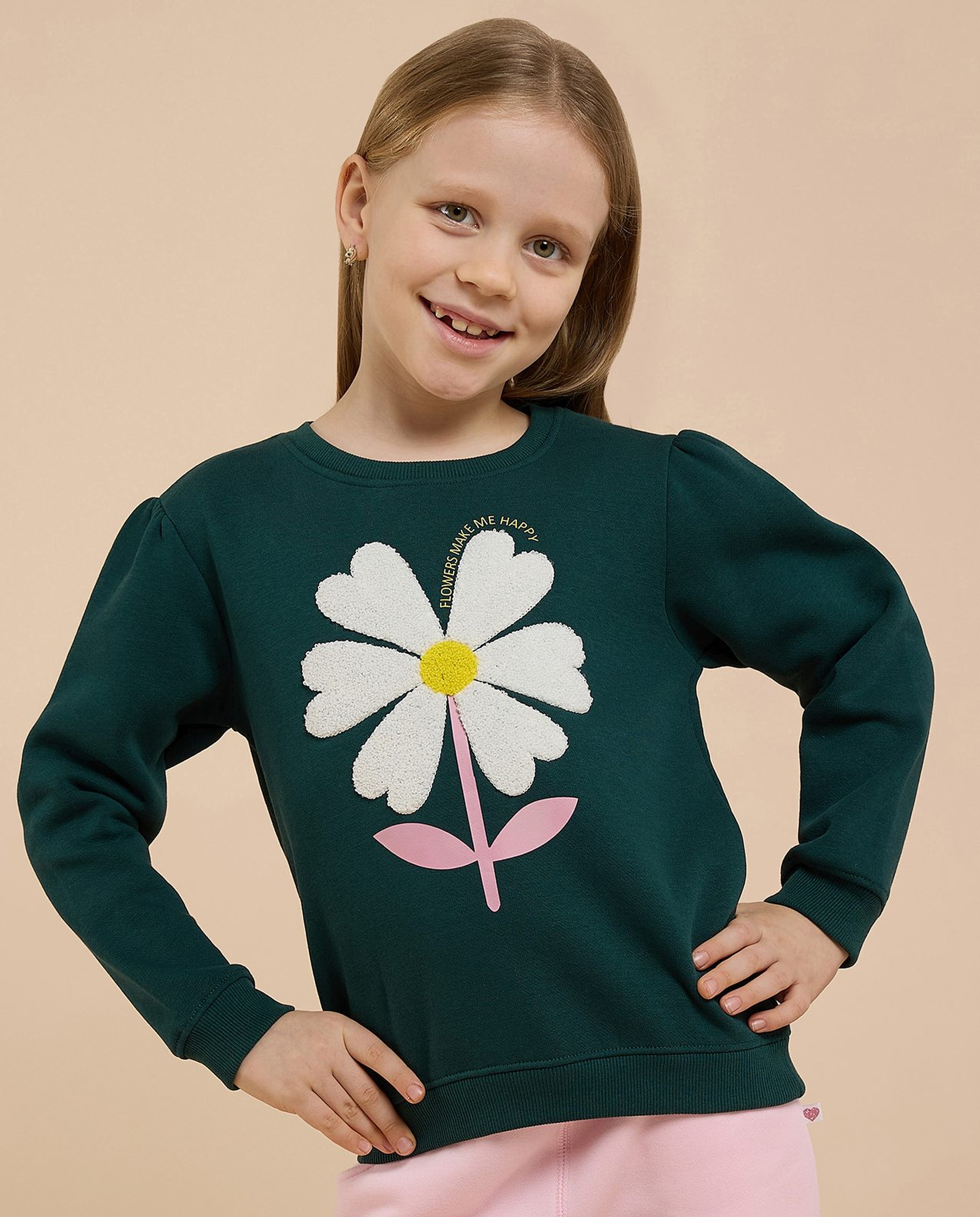 Printed Sweatshirt with Crew Neck and Long Sleeves