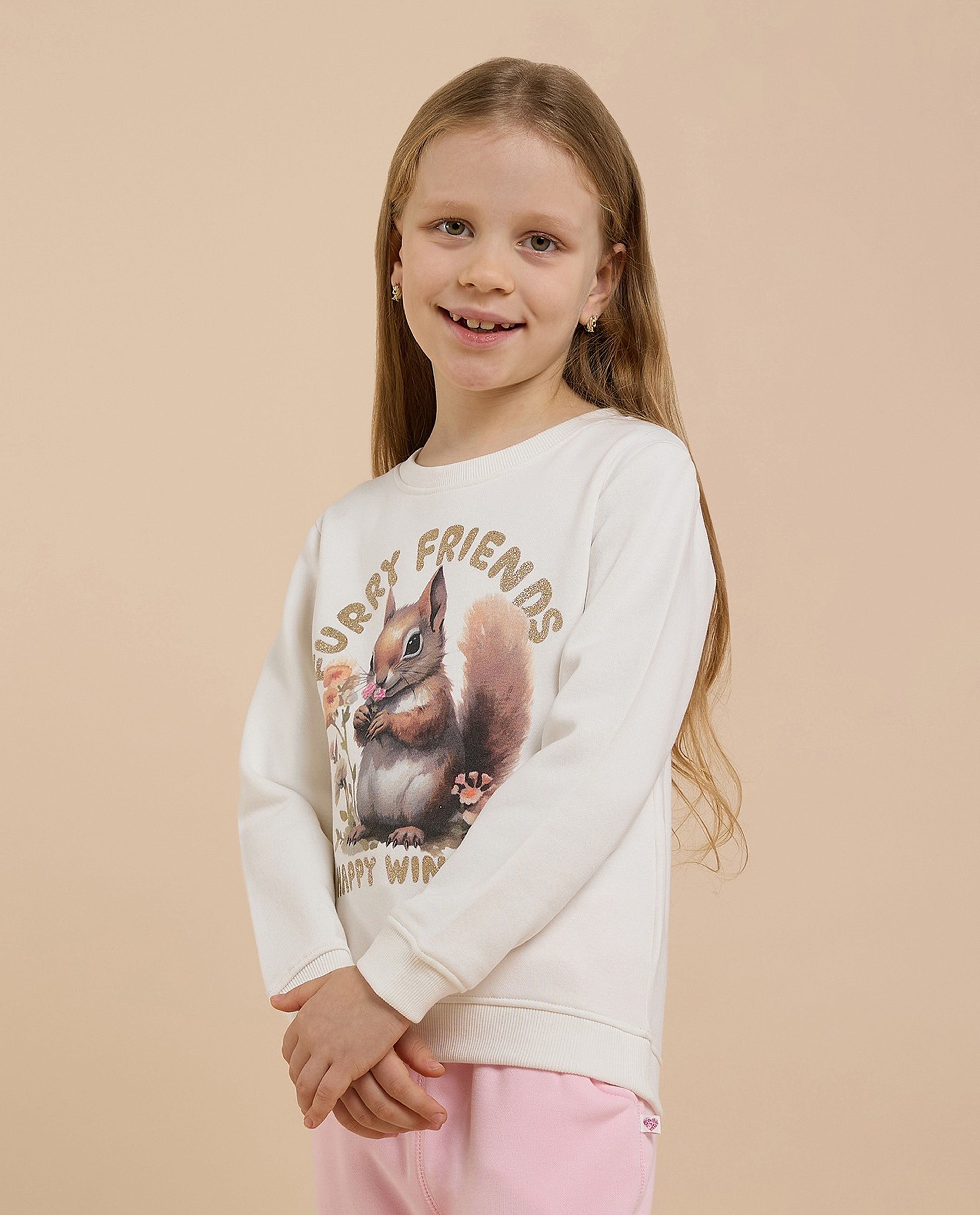 Printed Sweatshirt with Crew Neck and Long Sleeves