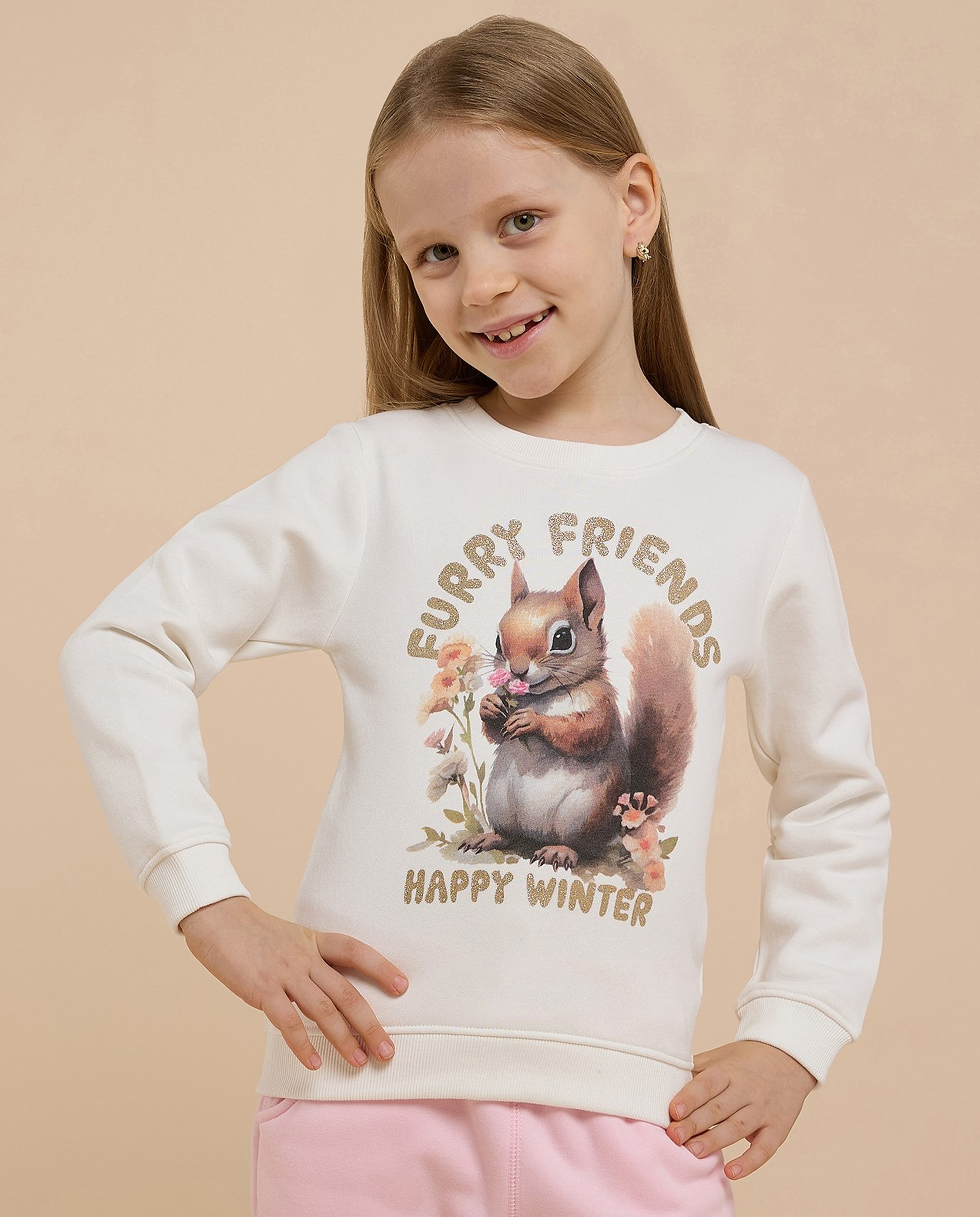 Printed Sweatshirt with Crew Neck and Long Sleeves