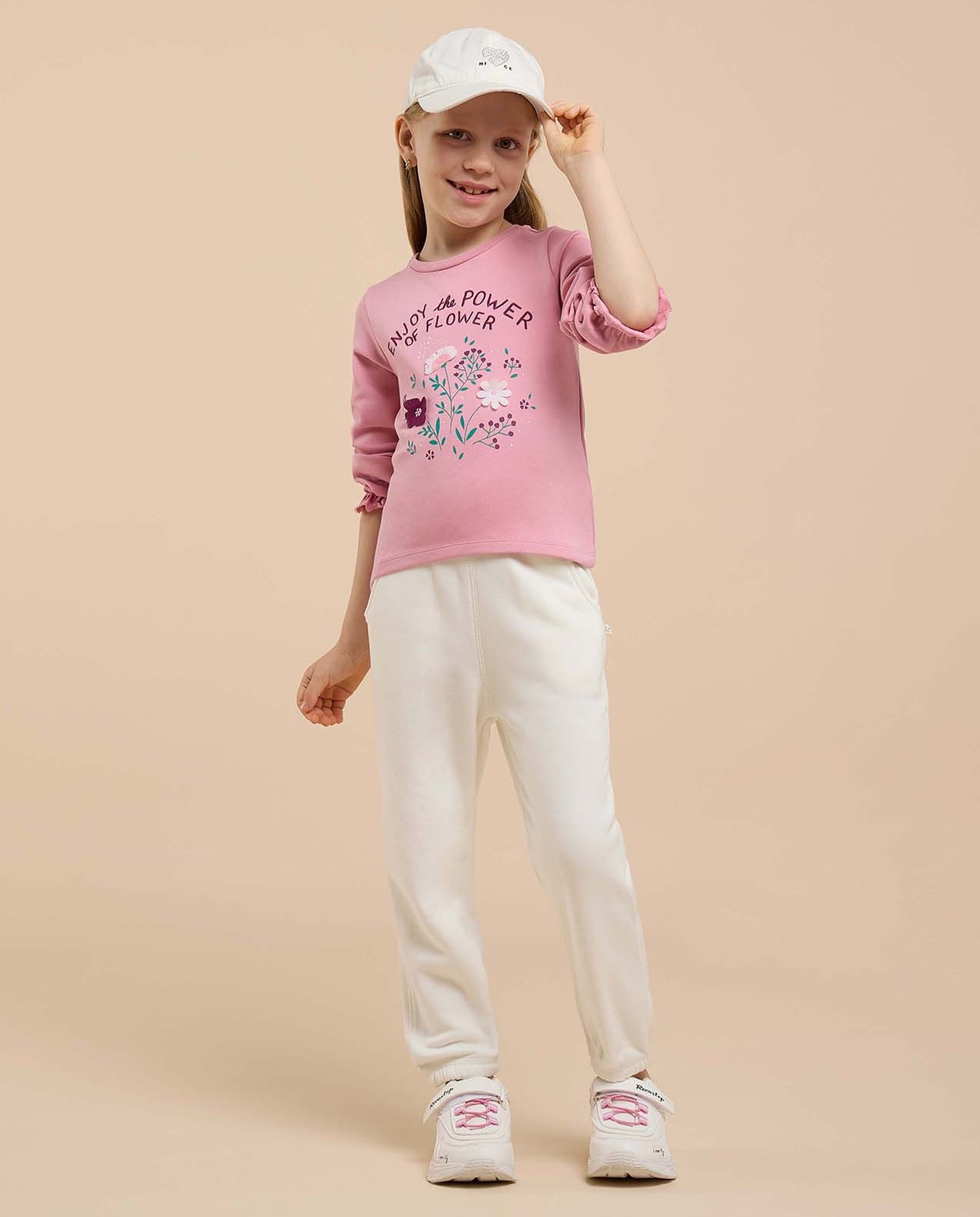 Embroidered Top with Crew Neck and Long Sleeves