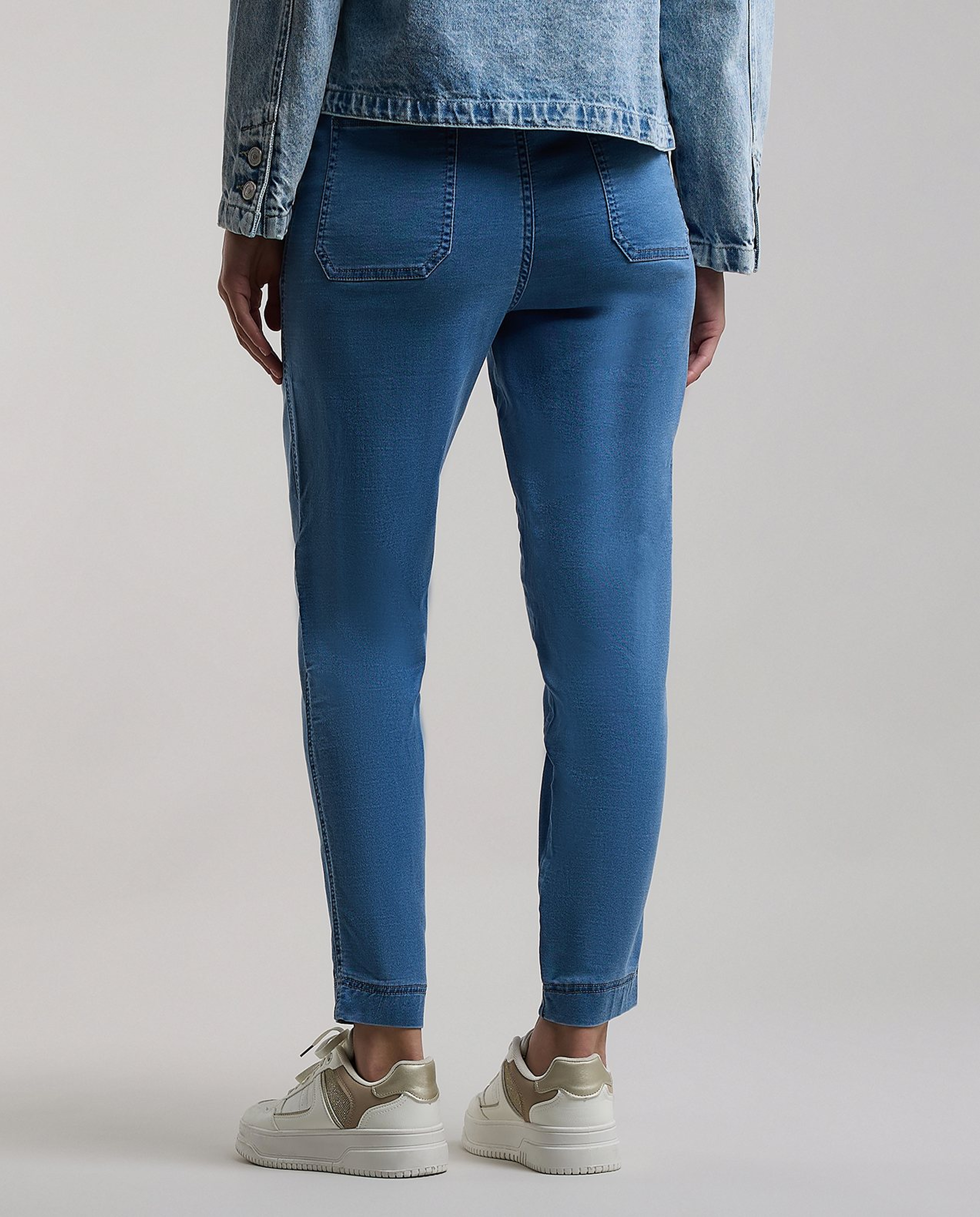 Faded Jeggings with Elastic Waist