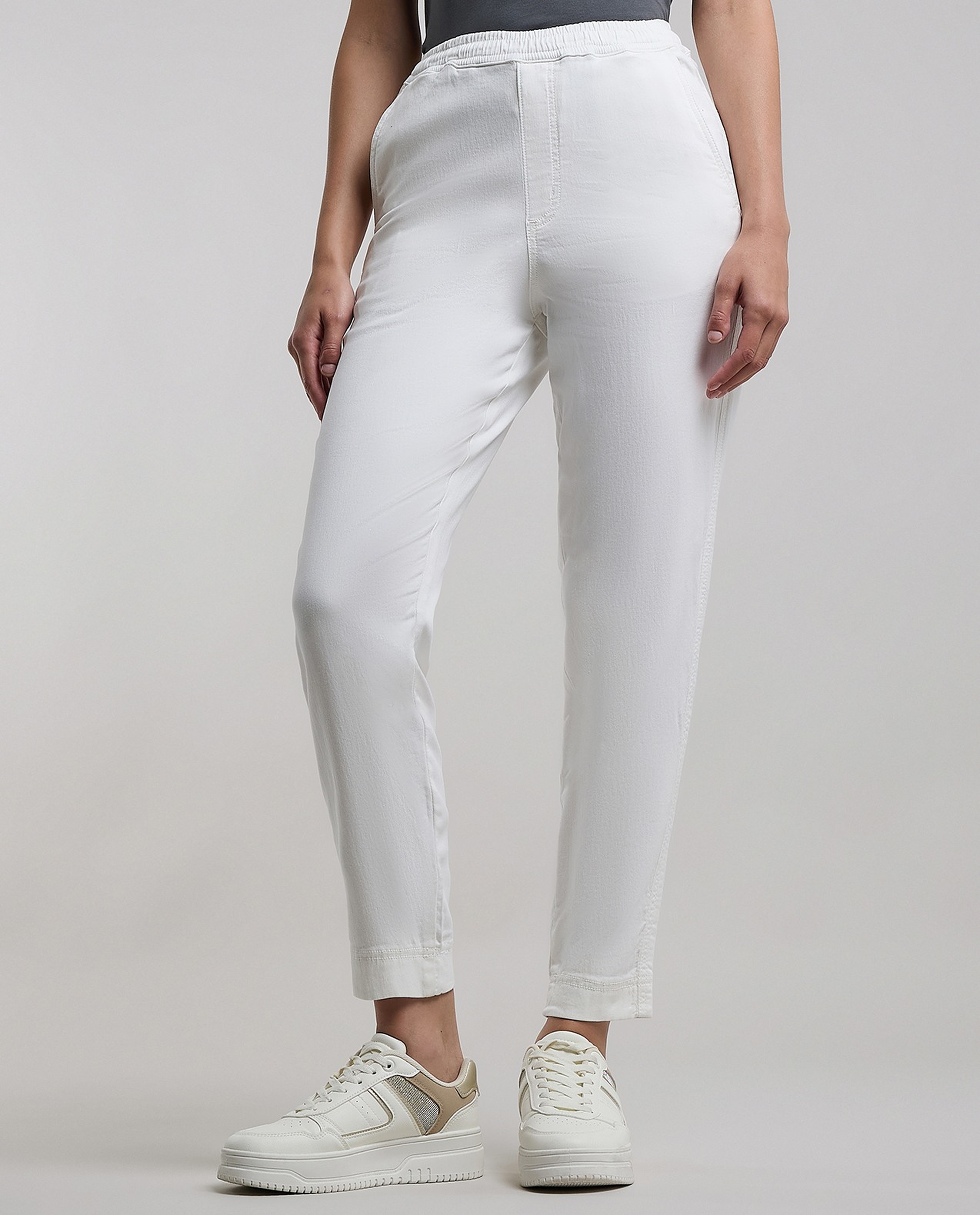 Solid Jeggings with Elastic Waist