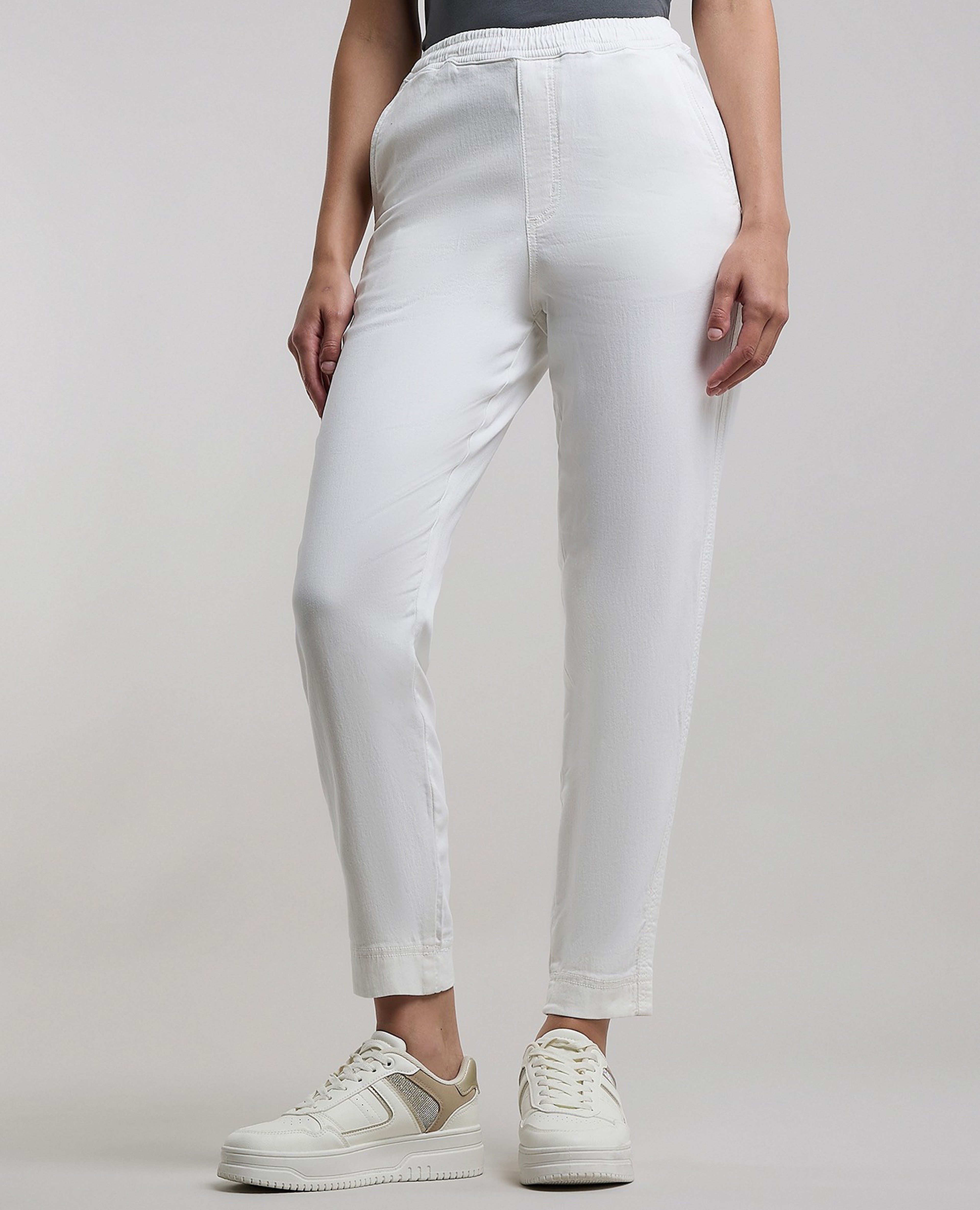 Solid Jeggings with Elastic Waist