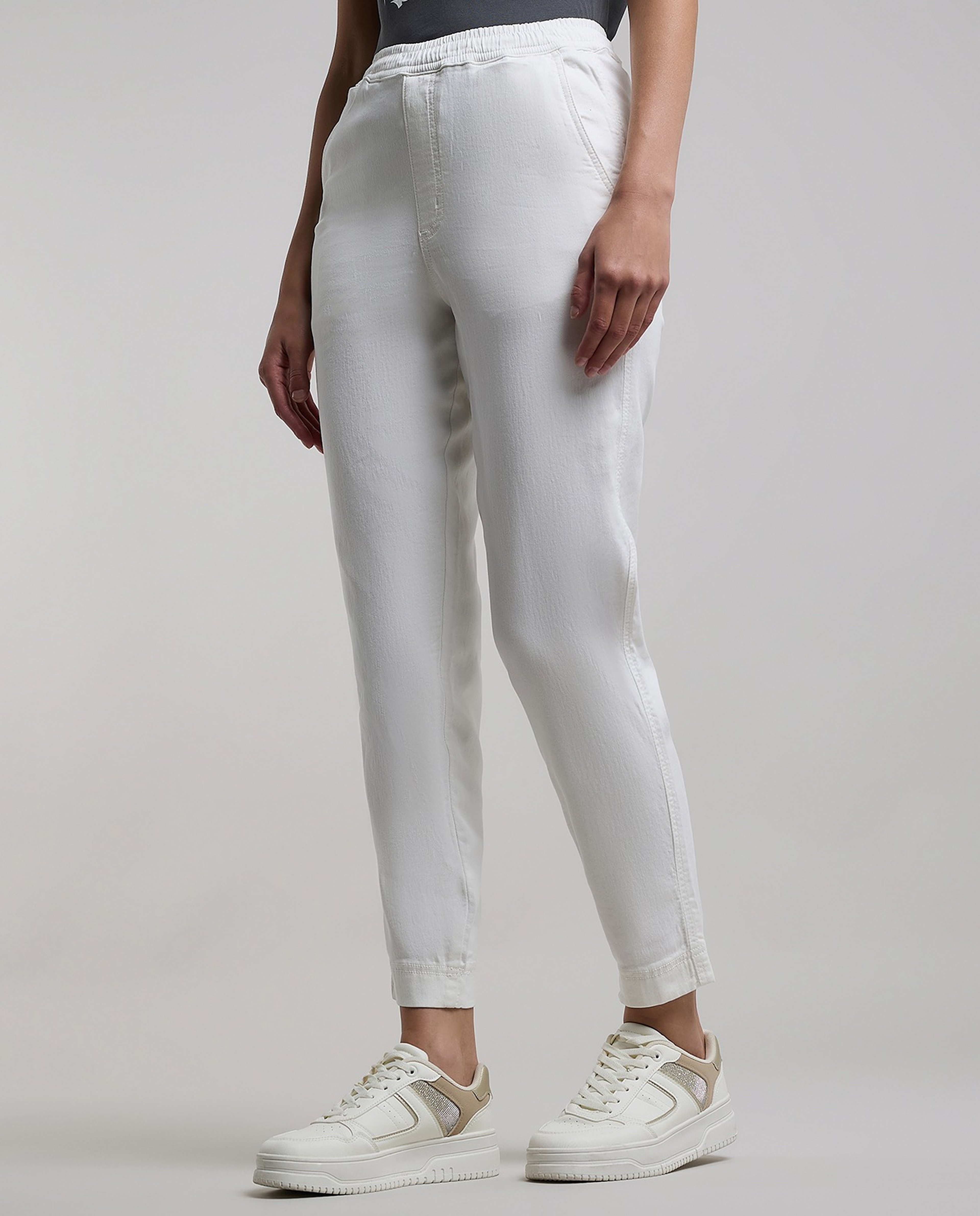 Solid Jeggings with Elastic Waist