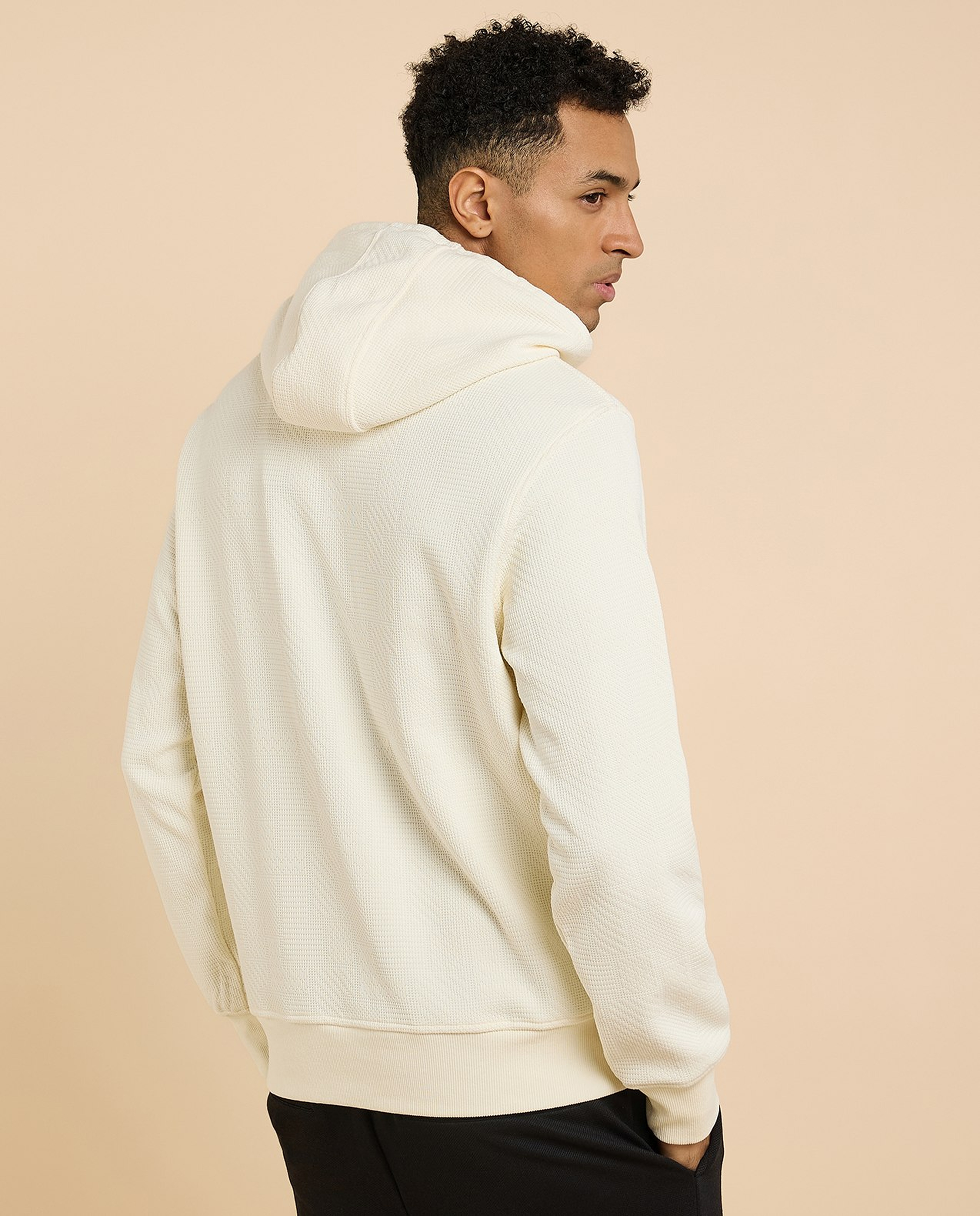 Textured Hoodie with Long Sleeves