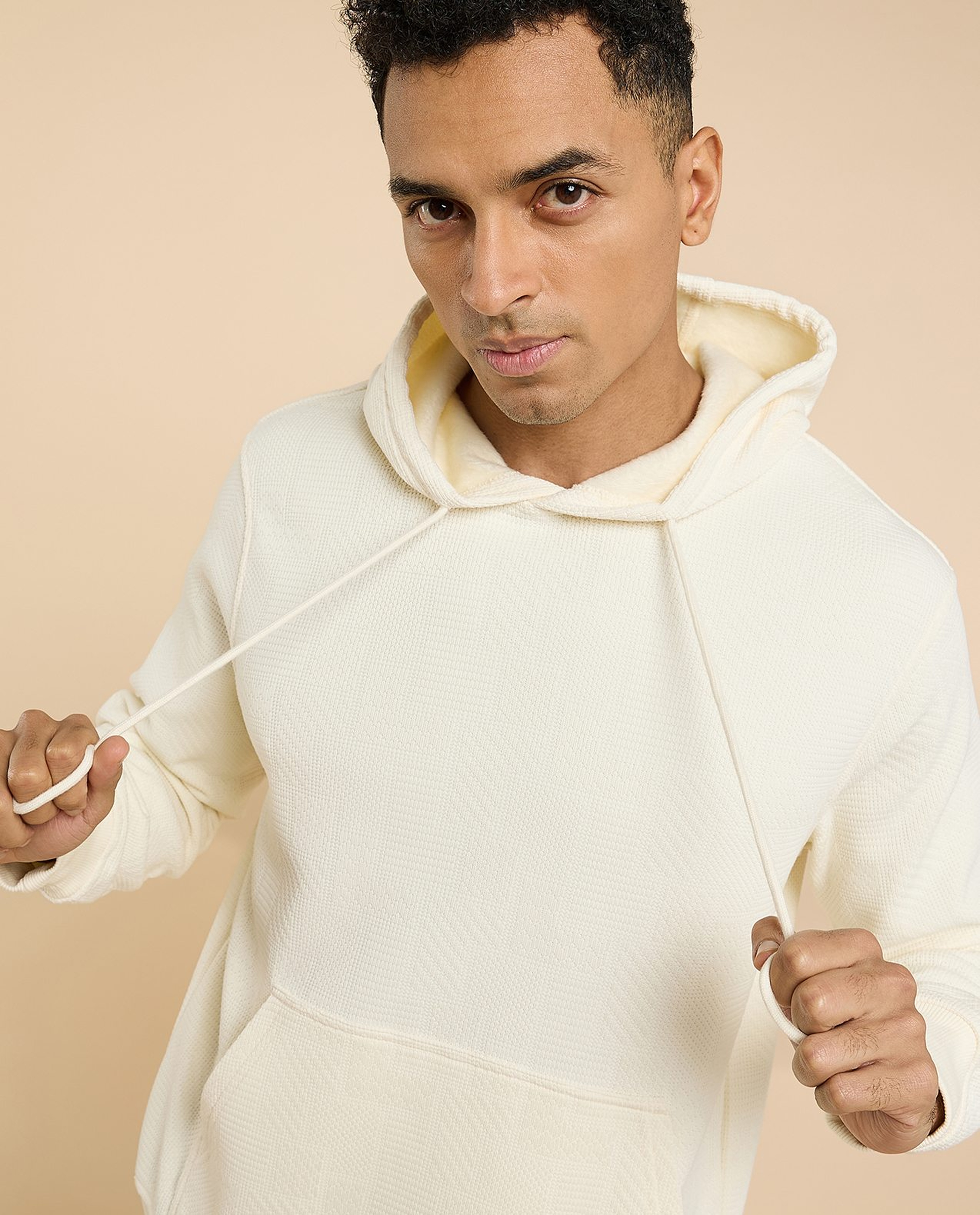 Textured Hoodie with Long Sleeves