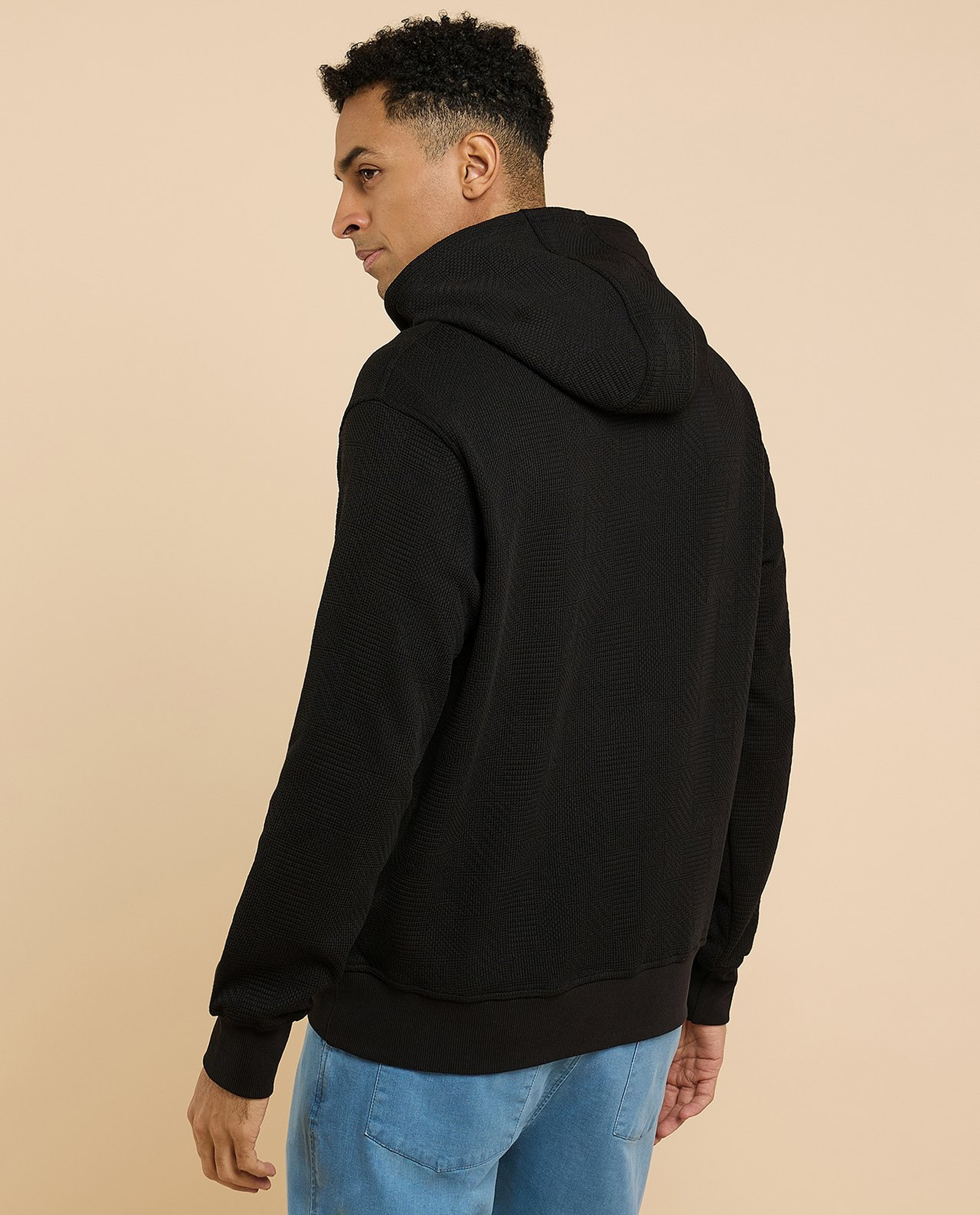 Textured Hoodie with Long Sleeves
