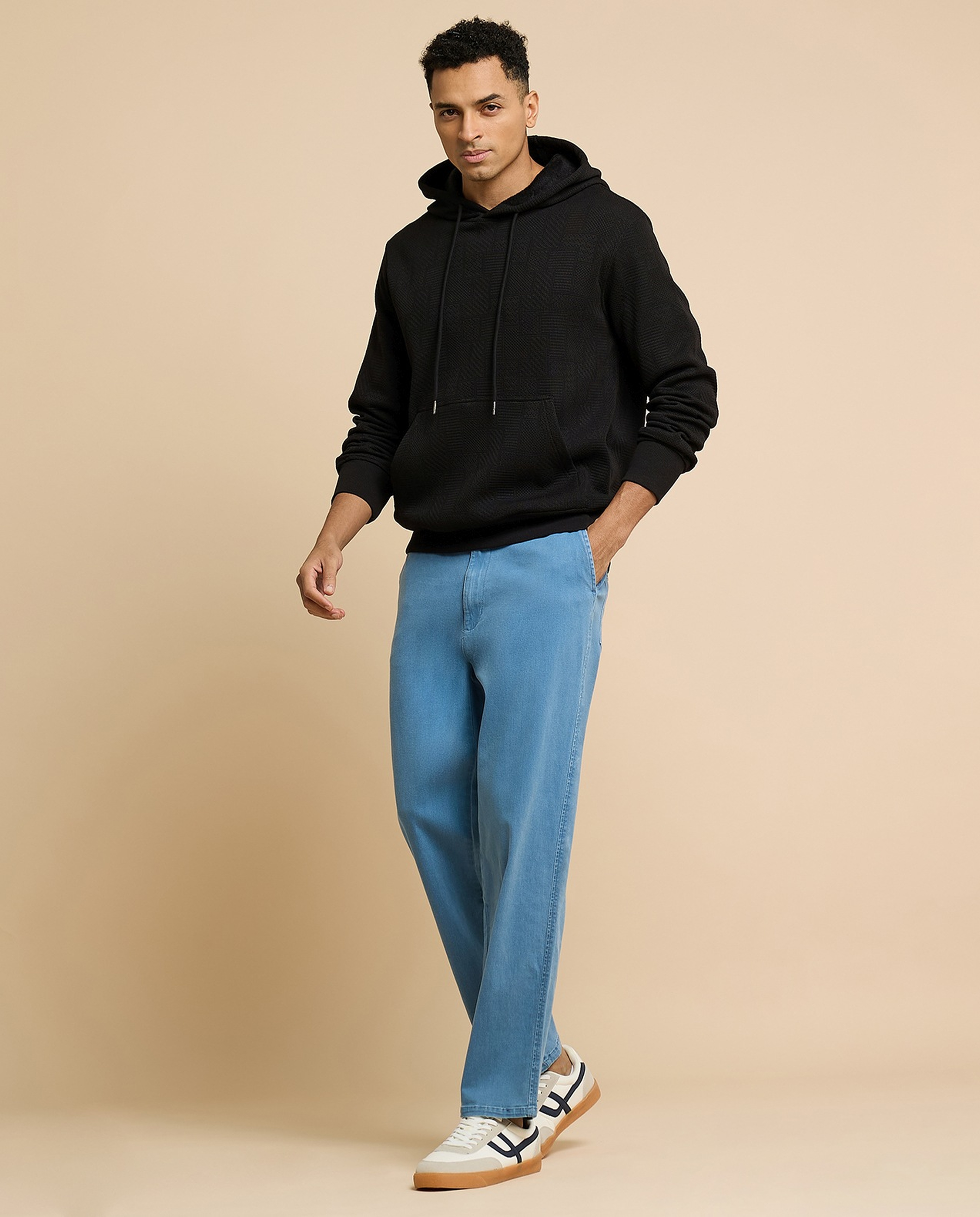 Textured Hoodie with Long Sleeves