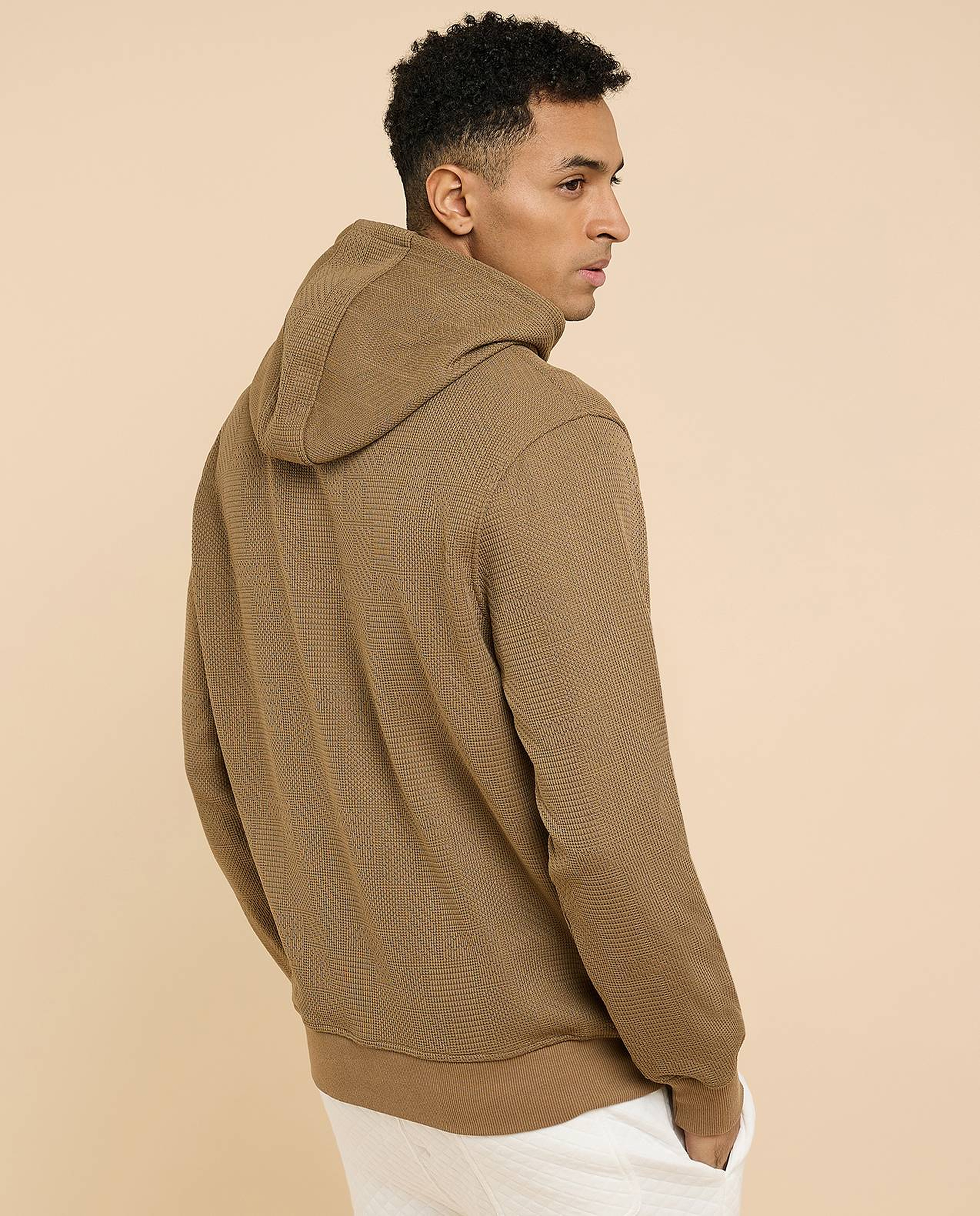 Textured Hoodie with Long Sleeves