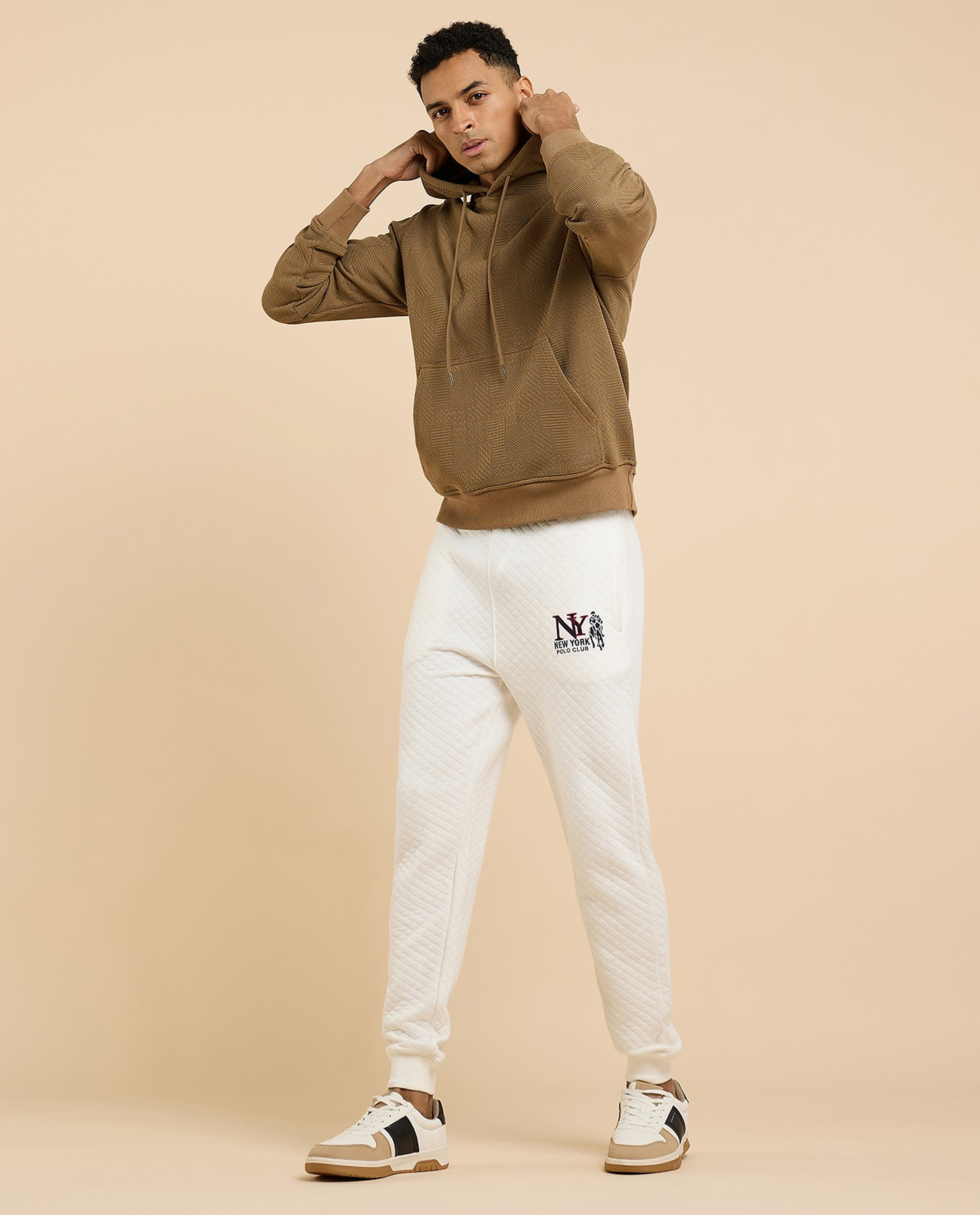 Textured Hoodie with Long Sleeves