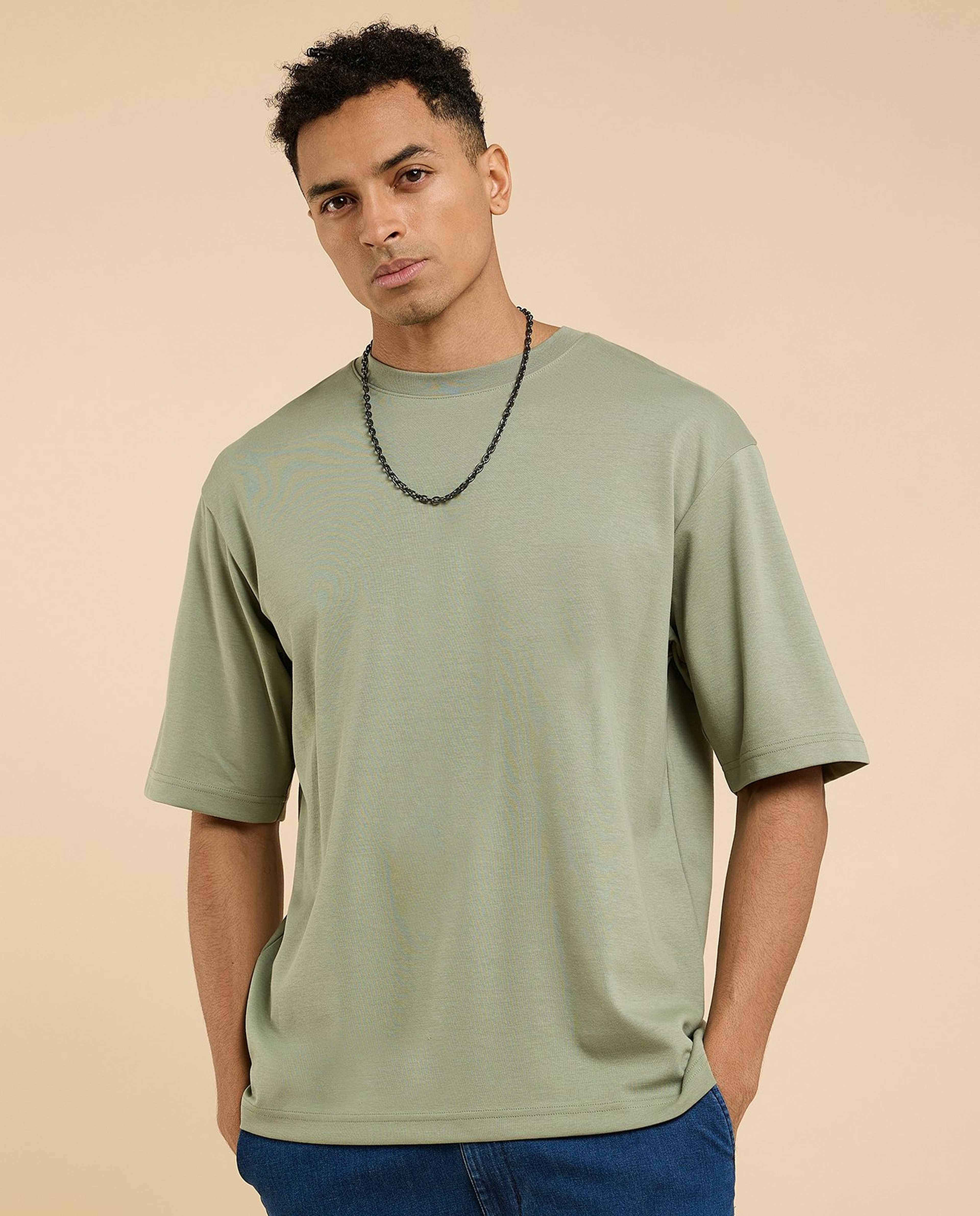 Solid T-Shirt with Crew Neck and Short Sleeves