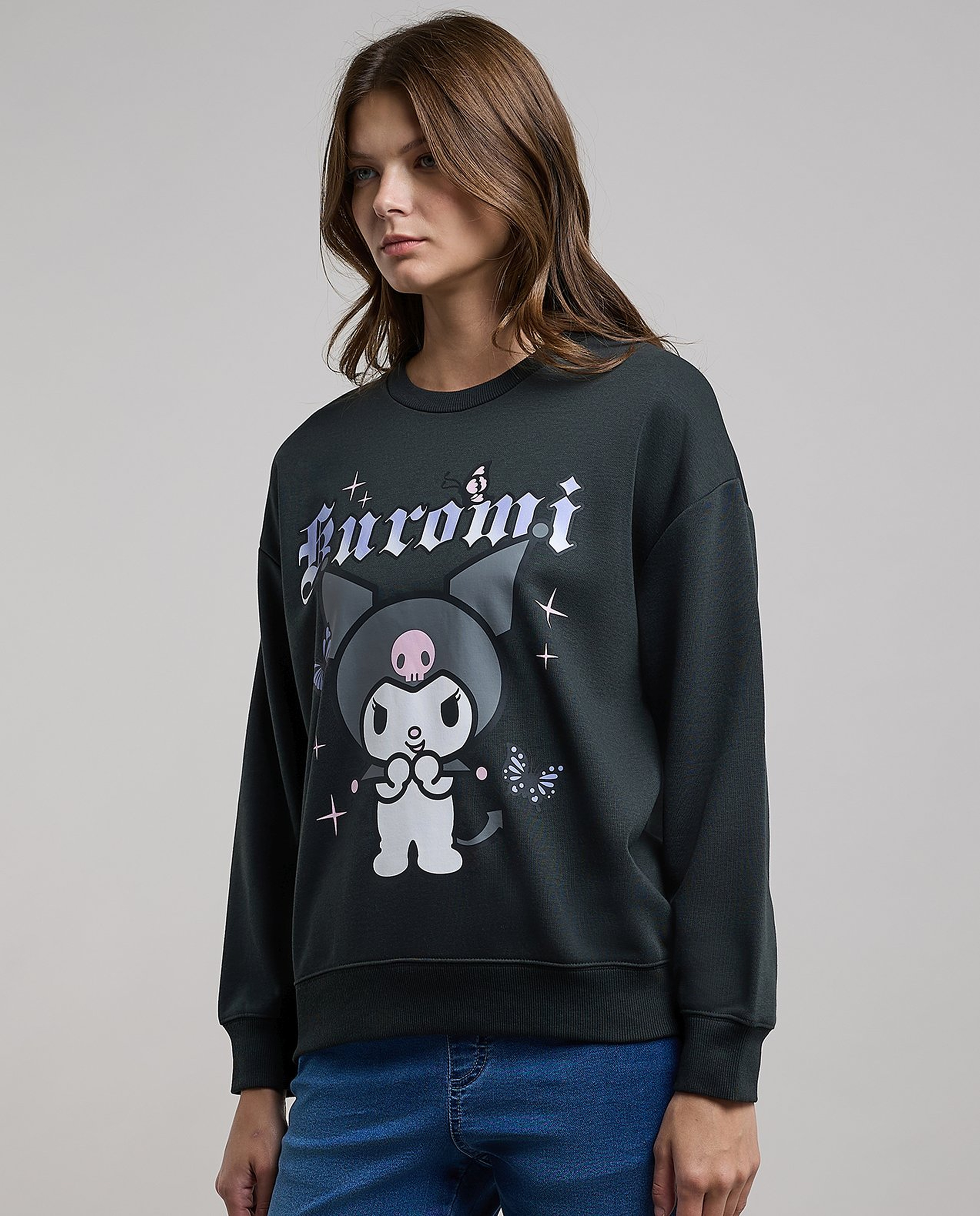 Kuromi Sweatshirt with Crew Neck and Long Sleeves