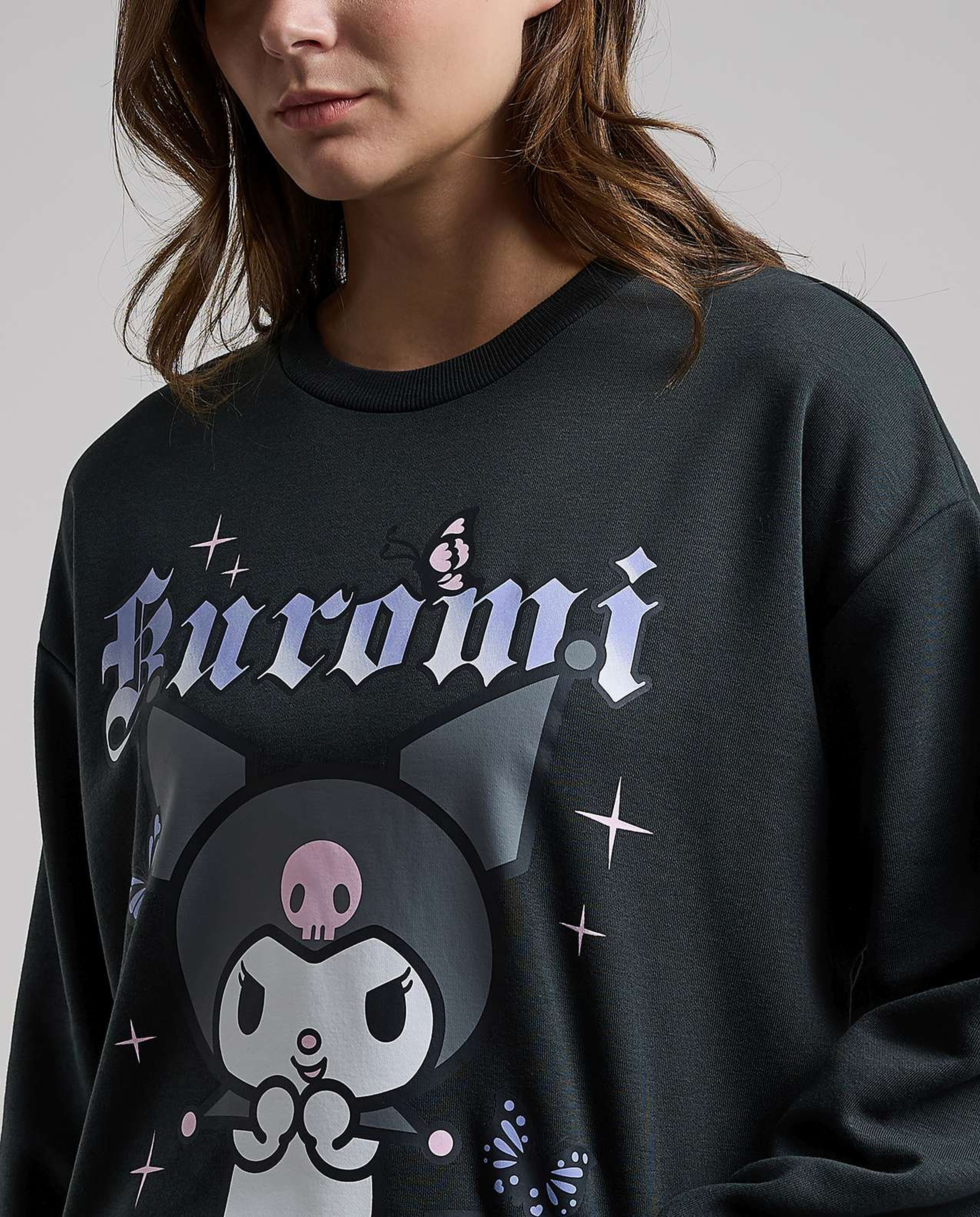Kuromi Sweatshirt with Crew Neck and Long Sleeves