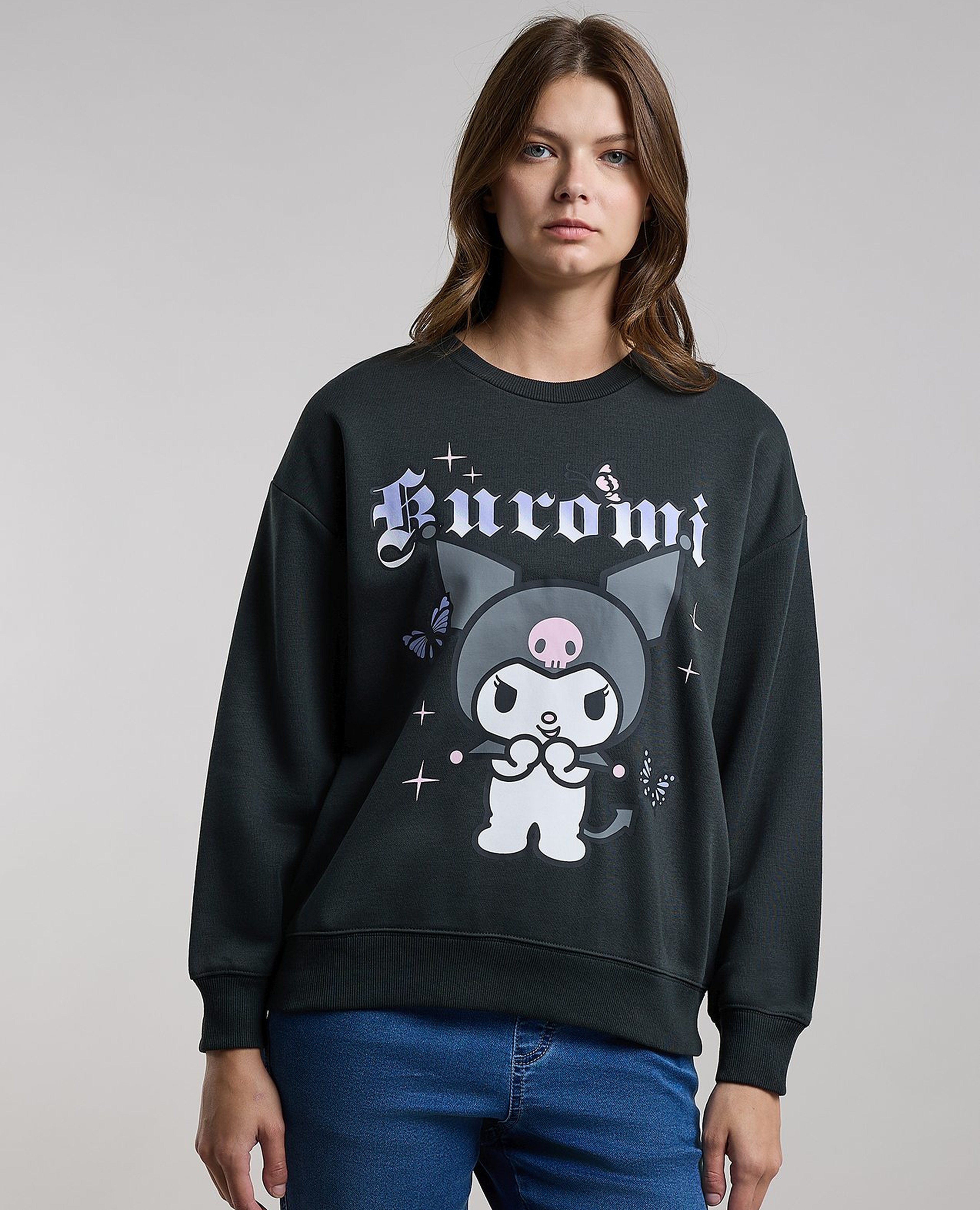 Kuromi Sweatshirt with Crew Neck and Long Sleeves