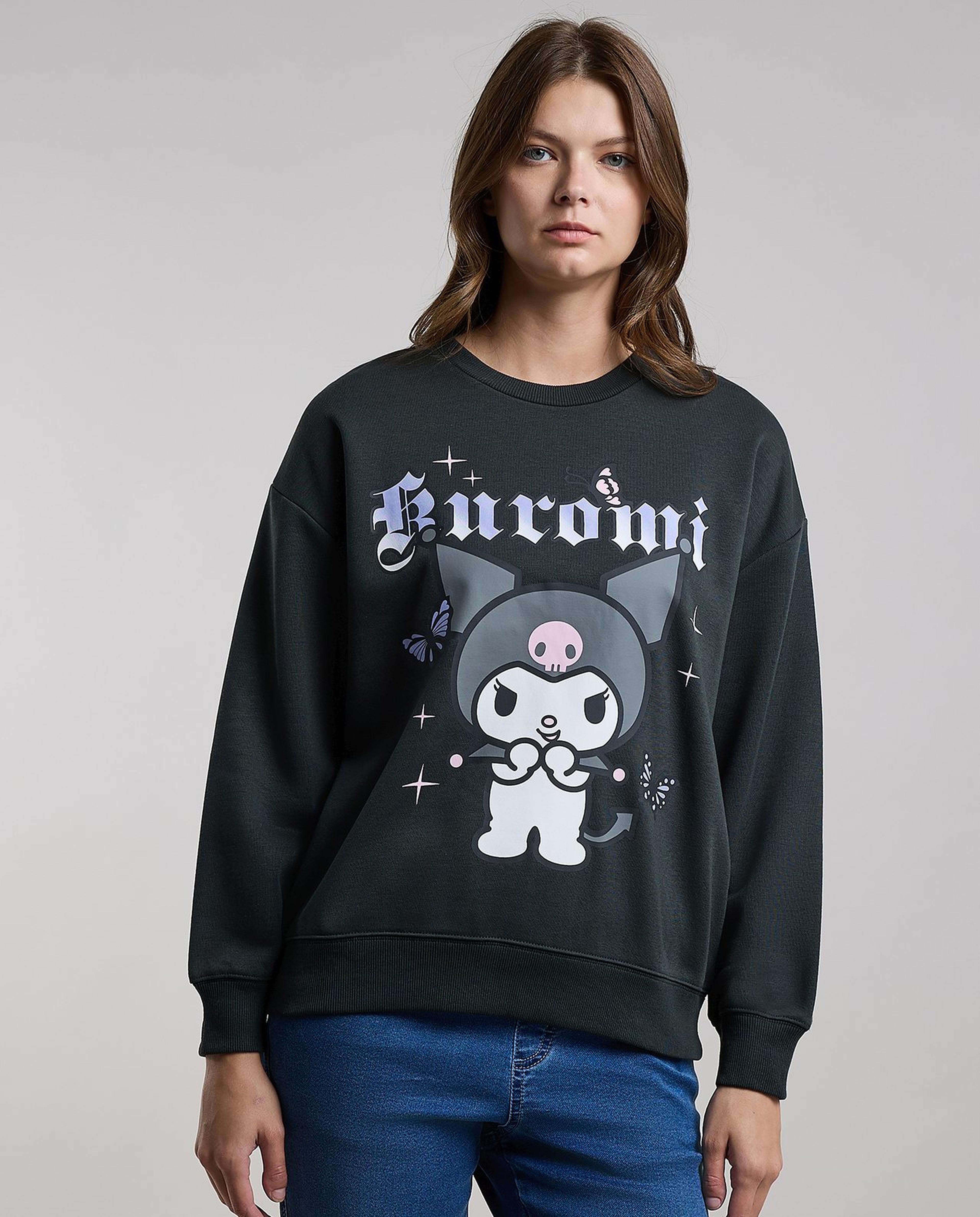 Kuromi Sweatshirt with Crew Neck and Long Sleeves