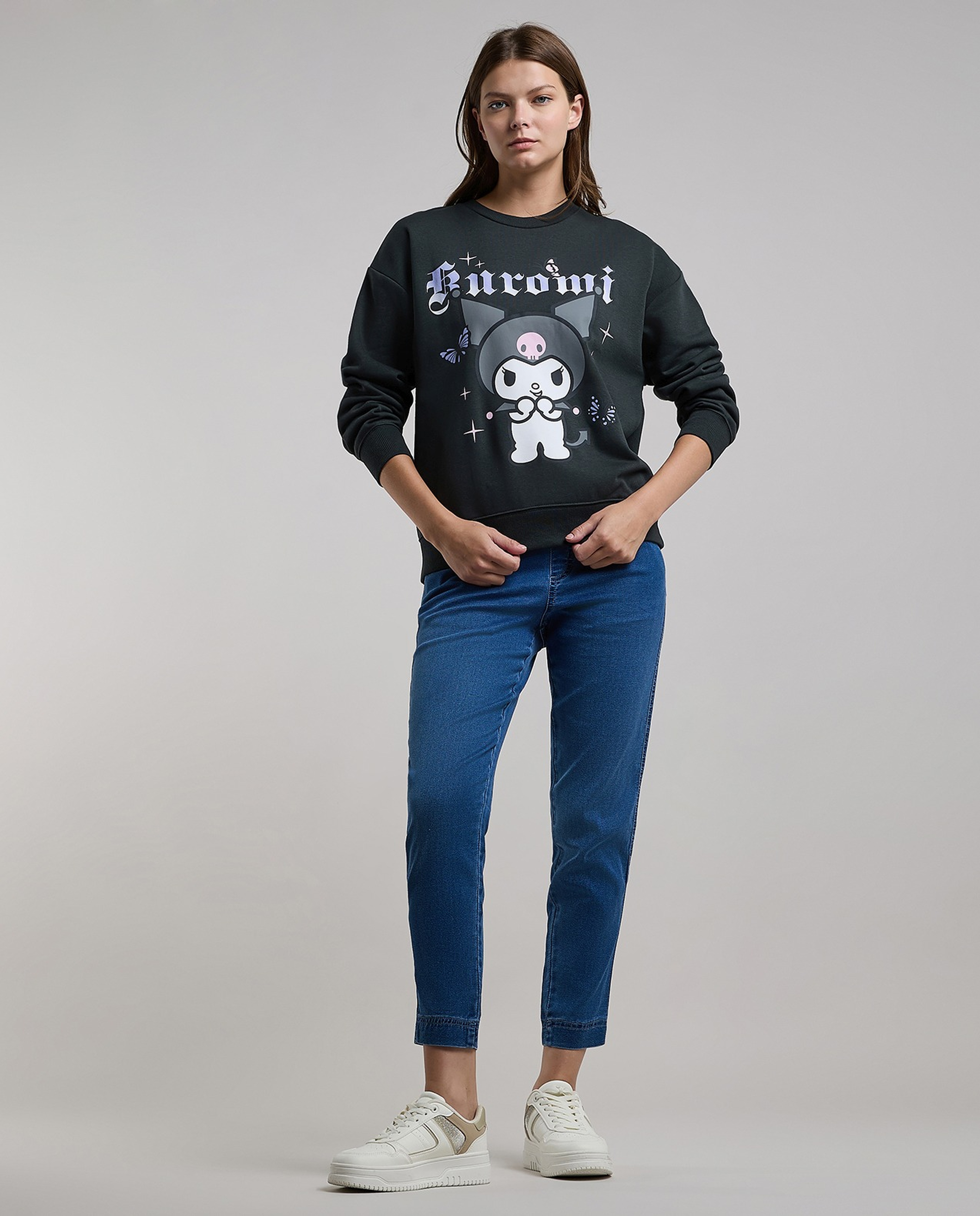 Kuromi Sweatshirt with Crew Neck and Long Sleeves