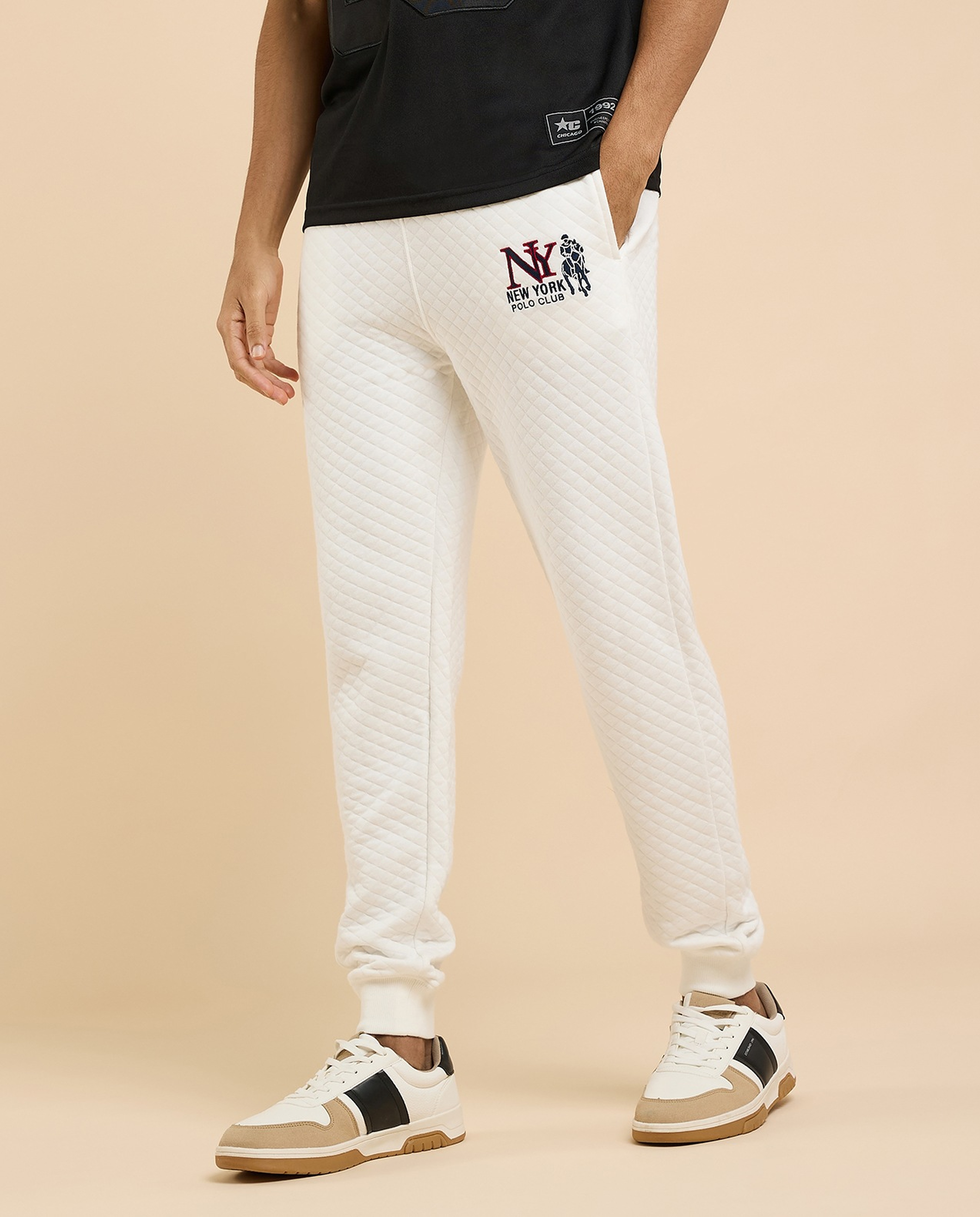 Quilted Joggers with Drawstring Waist