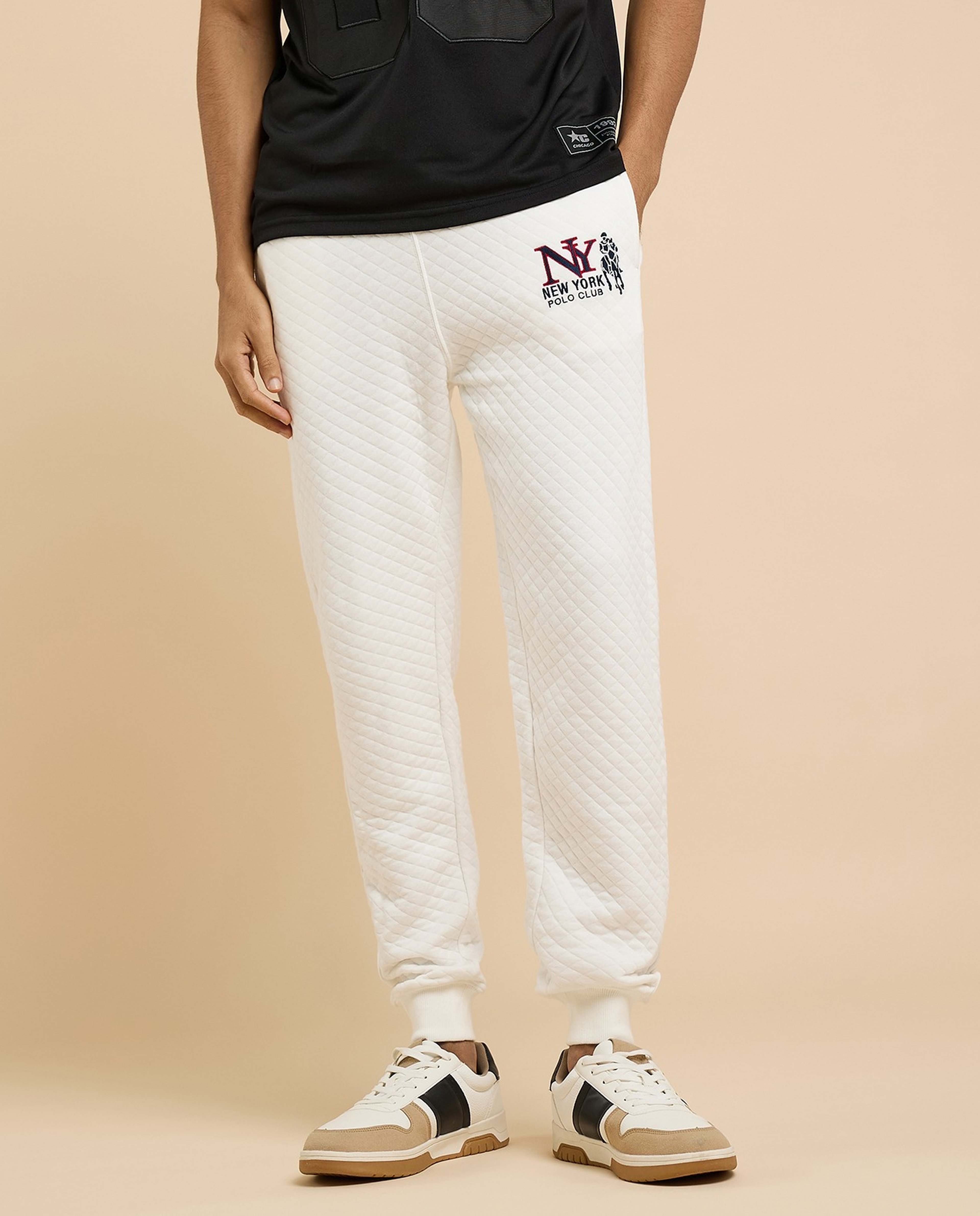 Quilted Joggers with Drawstring Waist