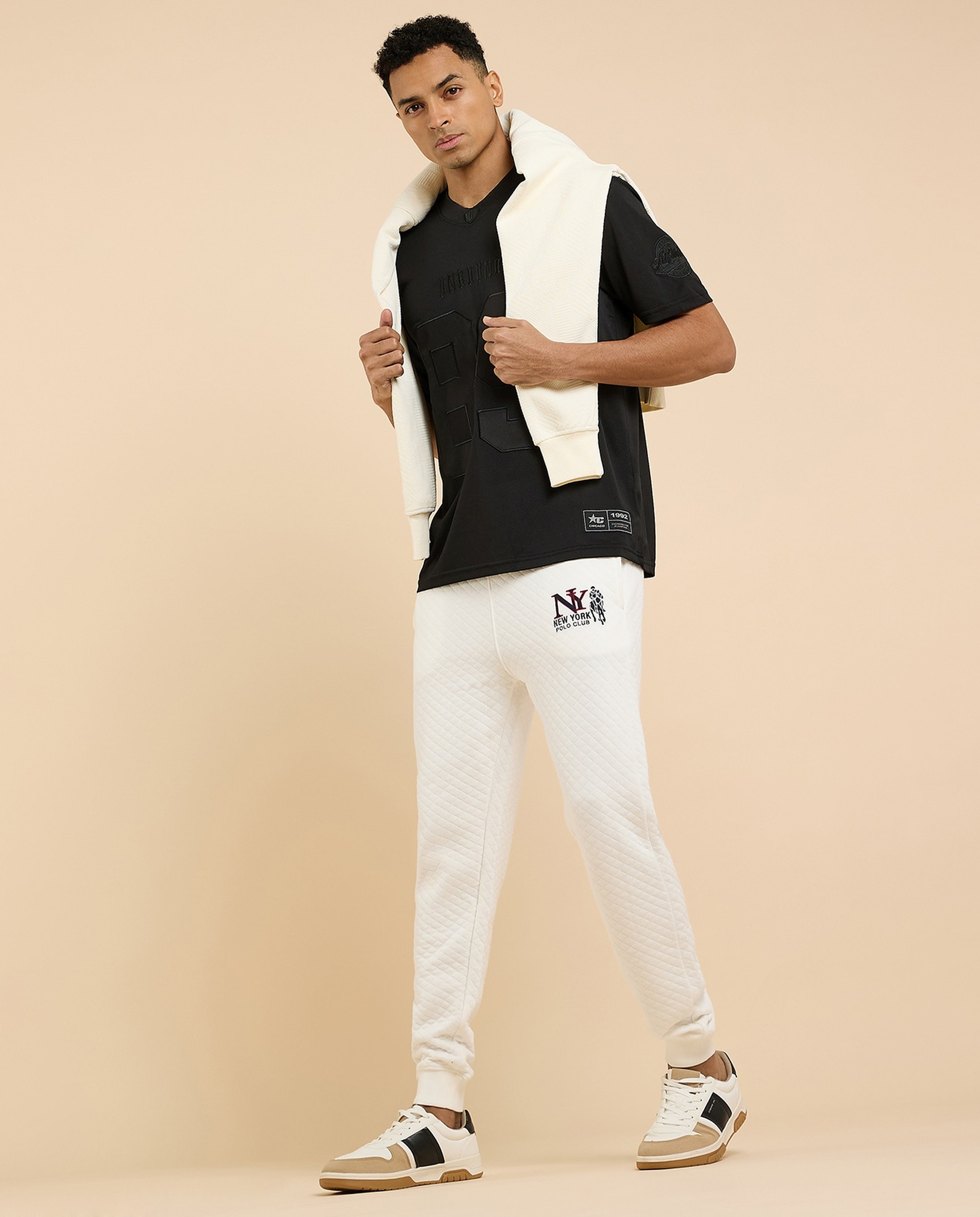 Quilted Joggers with Drawstring Waist