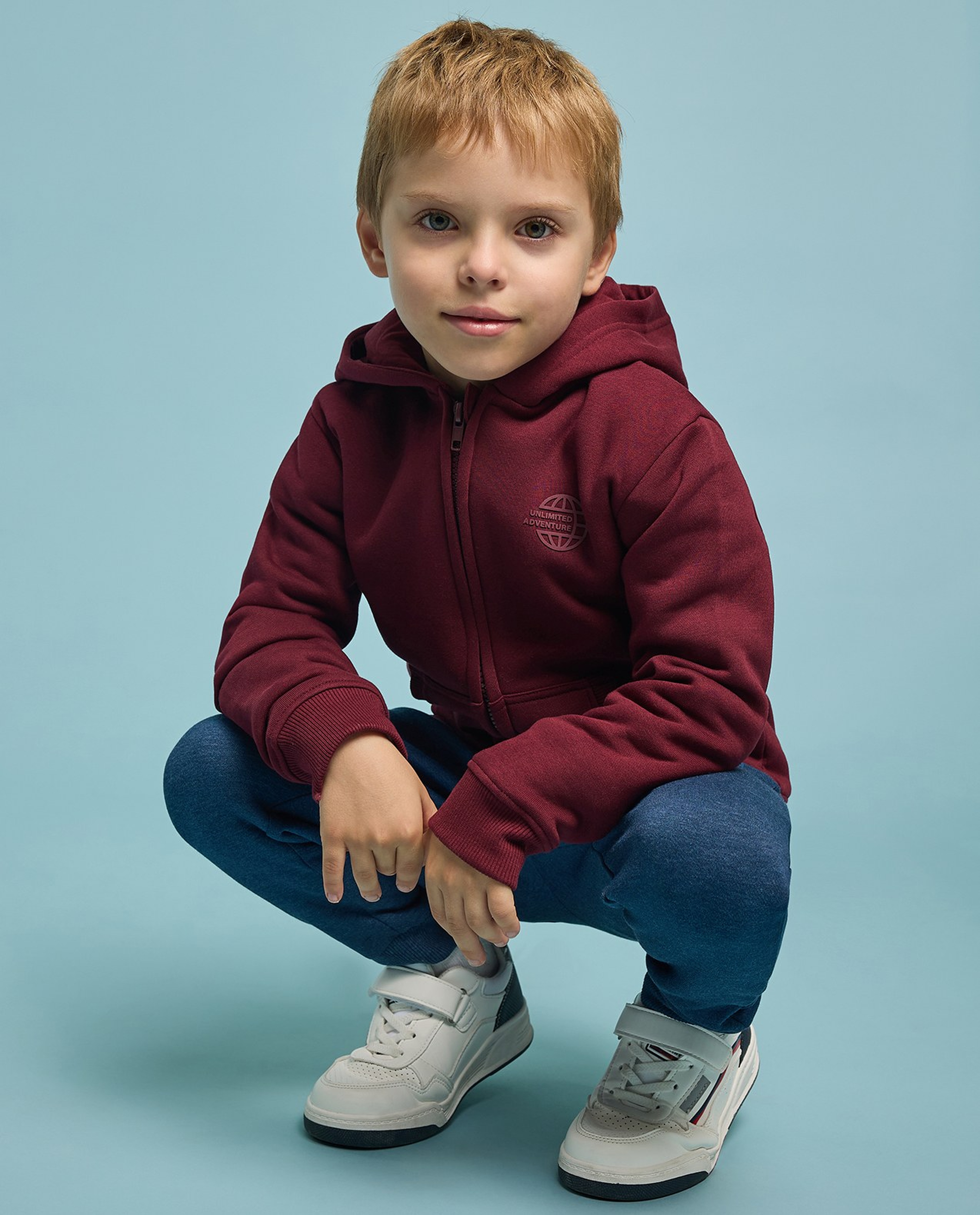 Printed Hooded Jacket with Zipper Closure