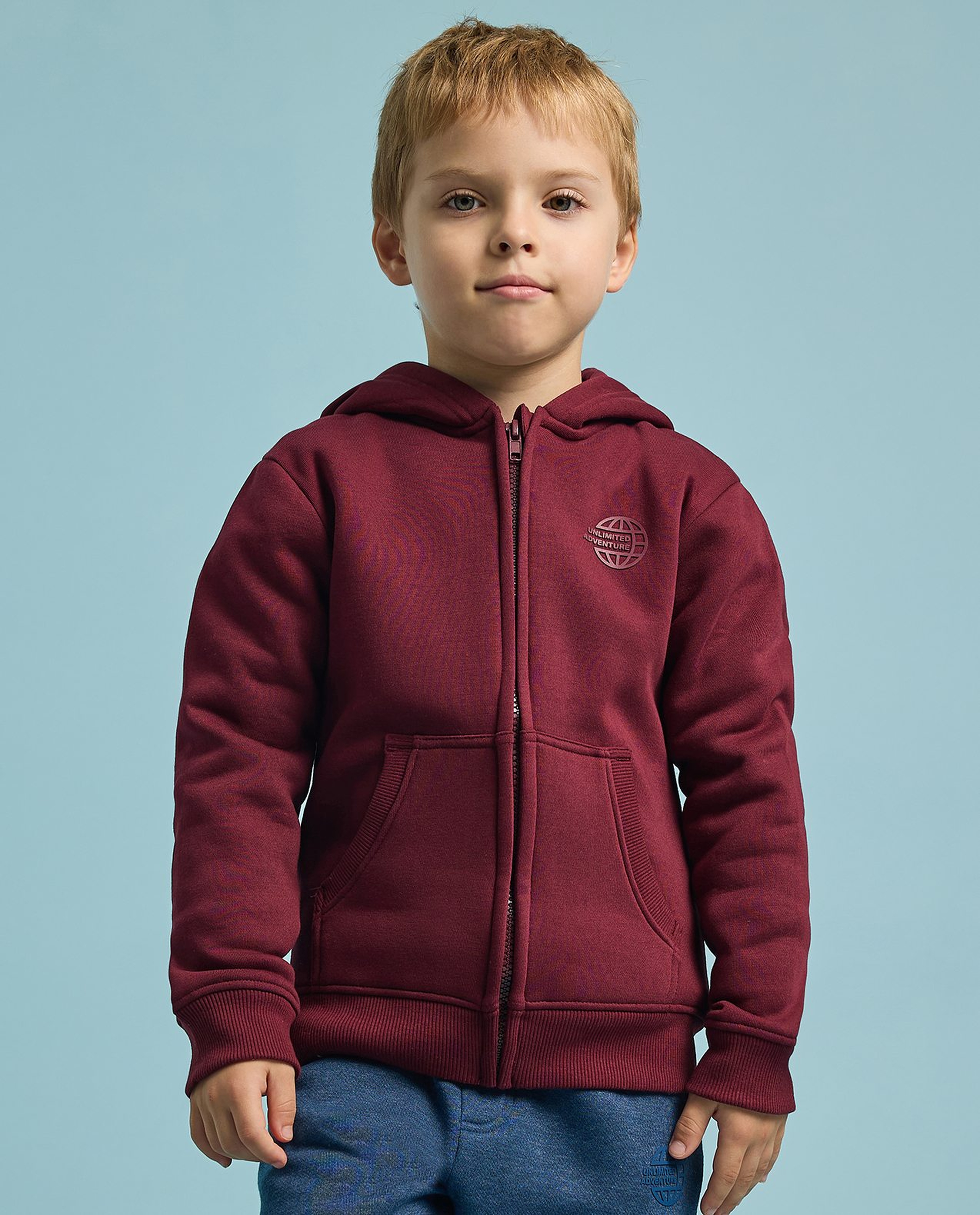 Printed Hooded Jacket with Zipper Closure