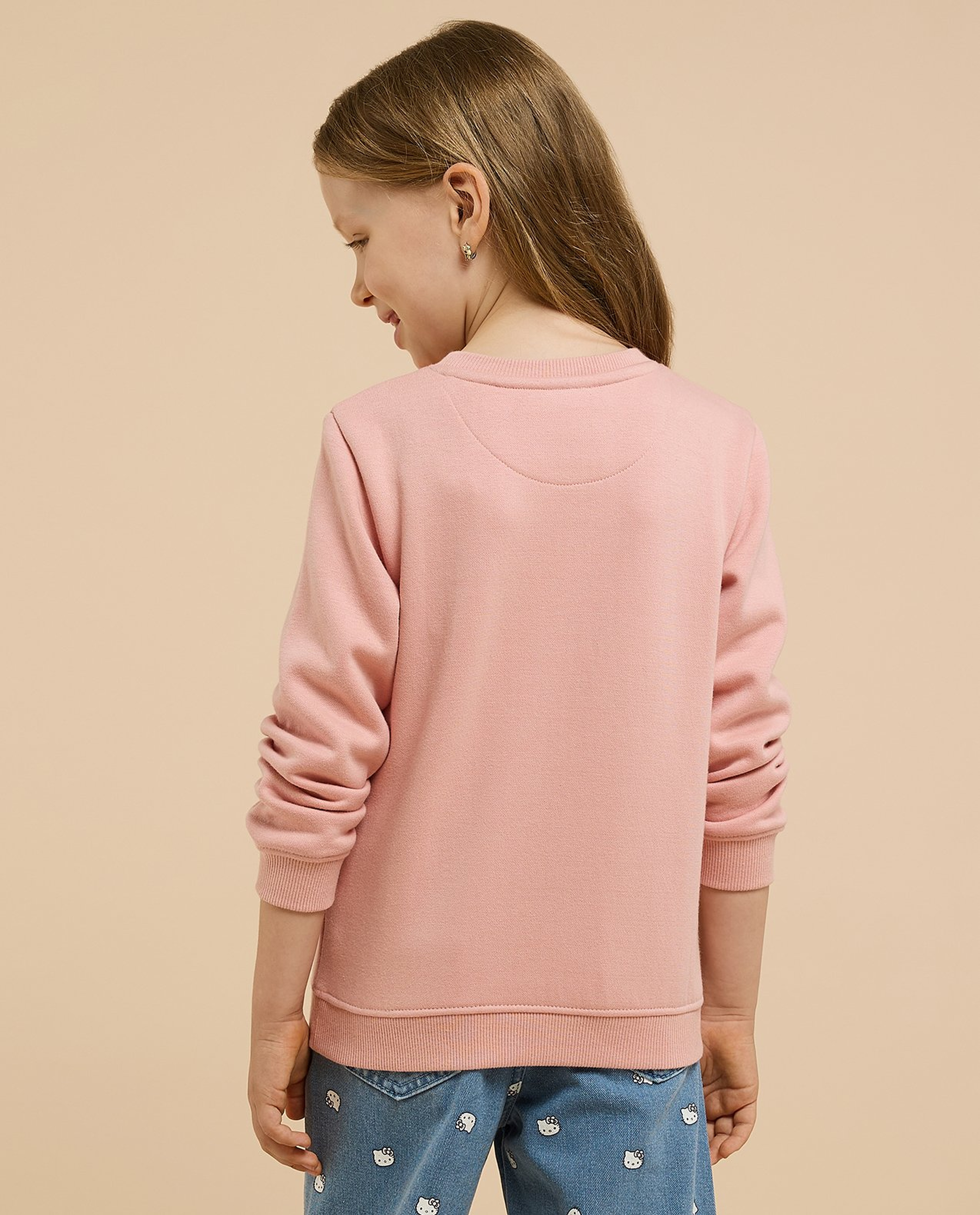 Graphic Print Sweatshirt with Crew Neck and Long Sleeves