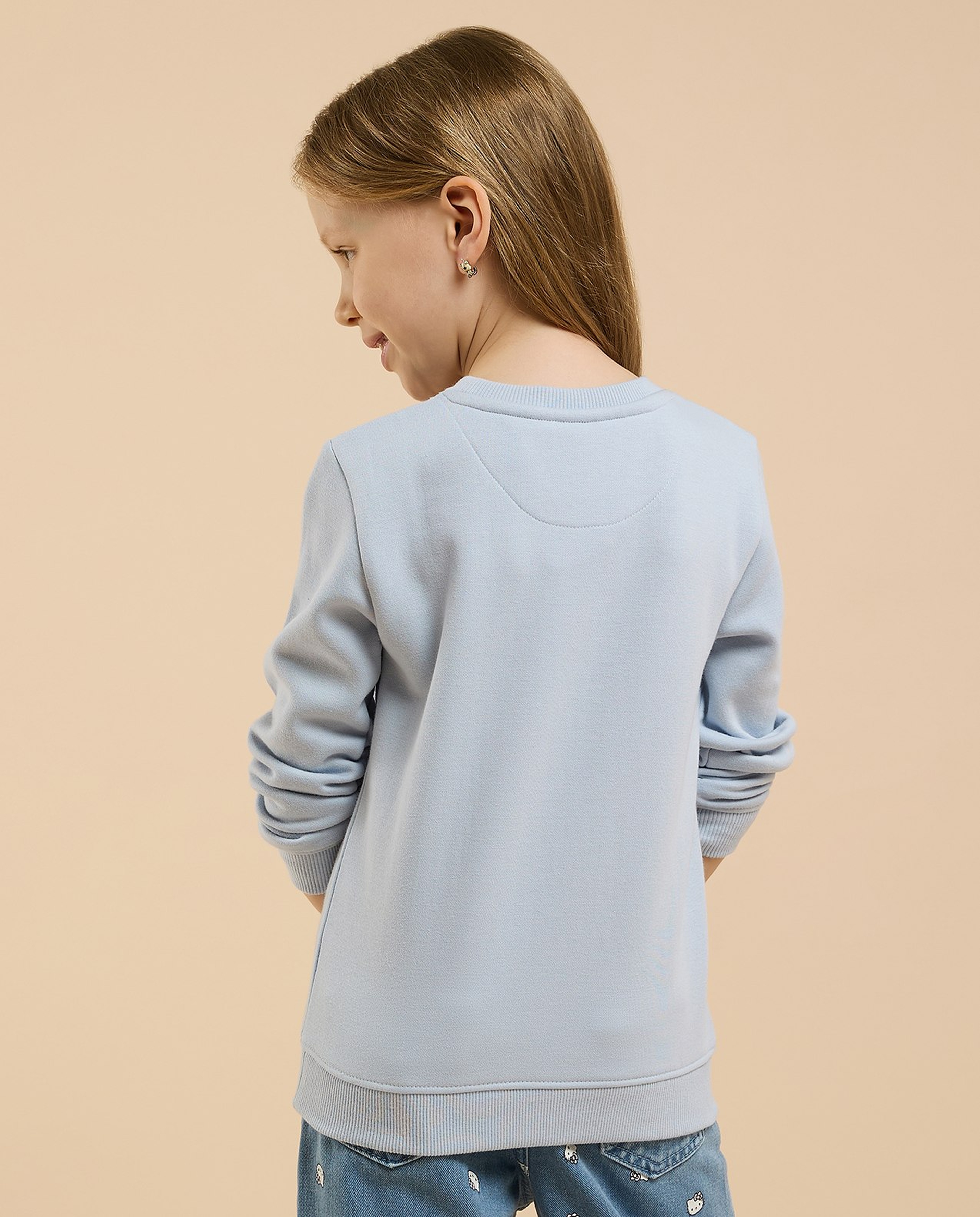 Graphic Print Sweatshirt with Crew Neck and Long Sleeves