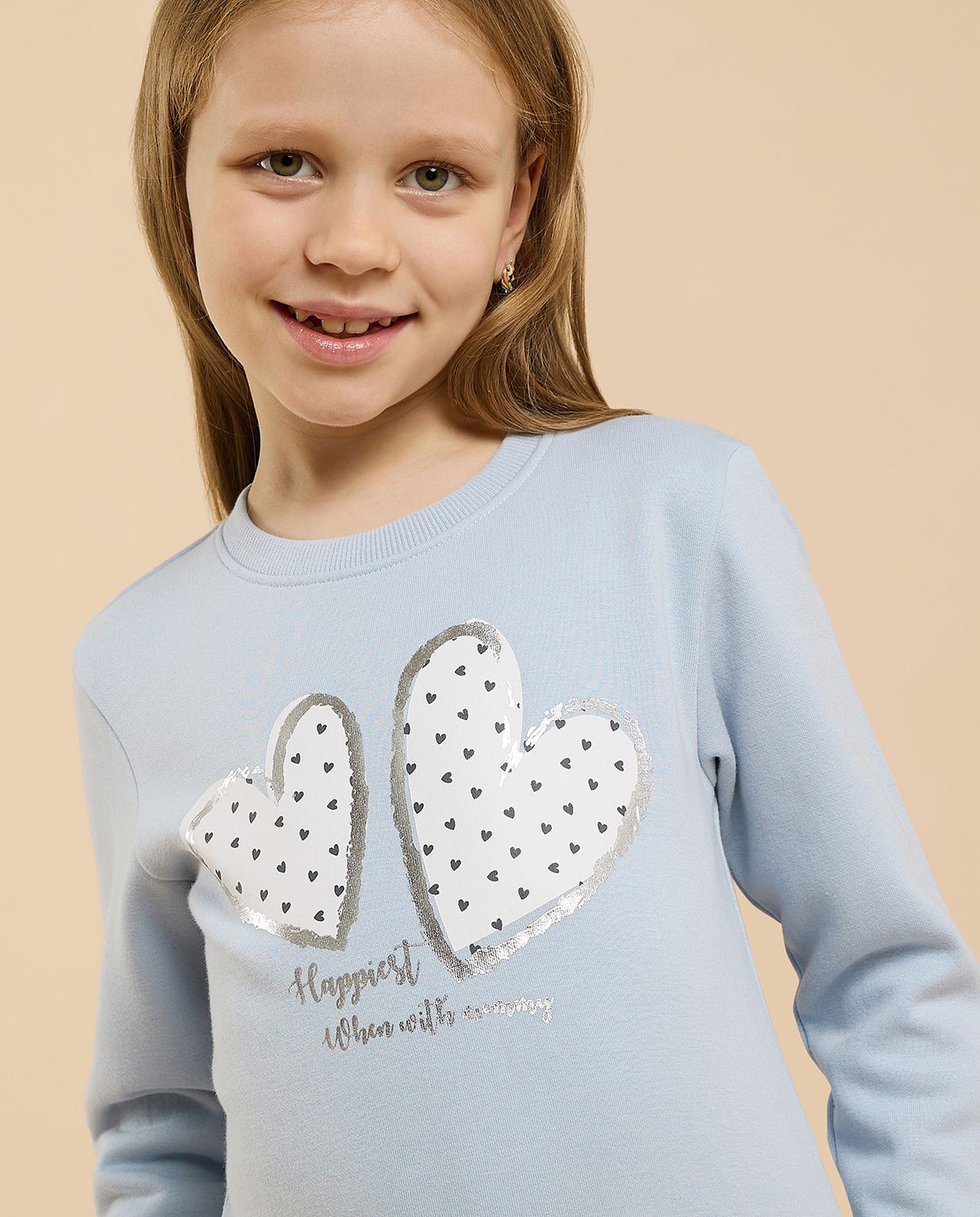 Graphic Print Sweatshirt with Crew Neck and Long Sleeves