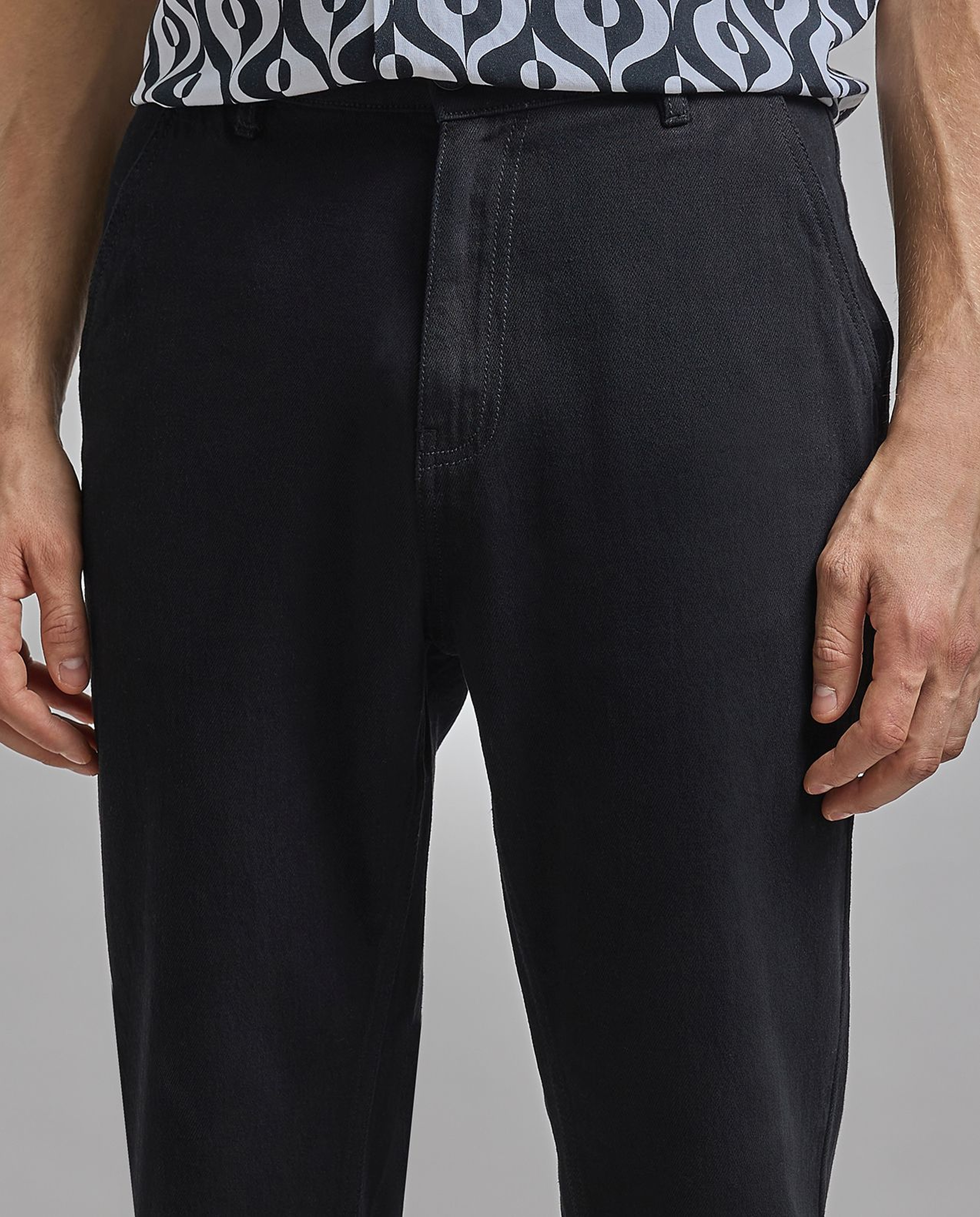 Patterned Shirt with Revere Collar and Short Sleeves