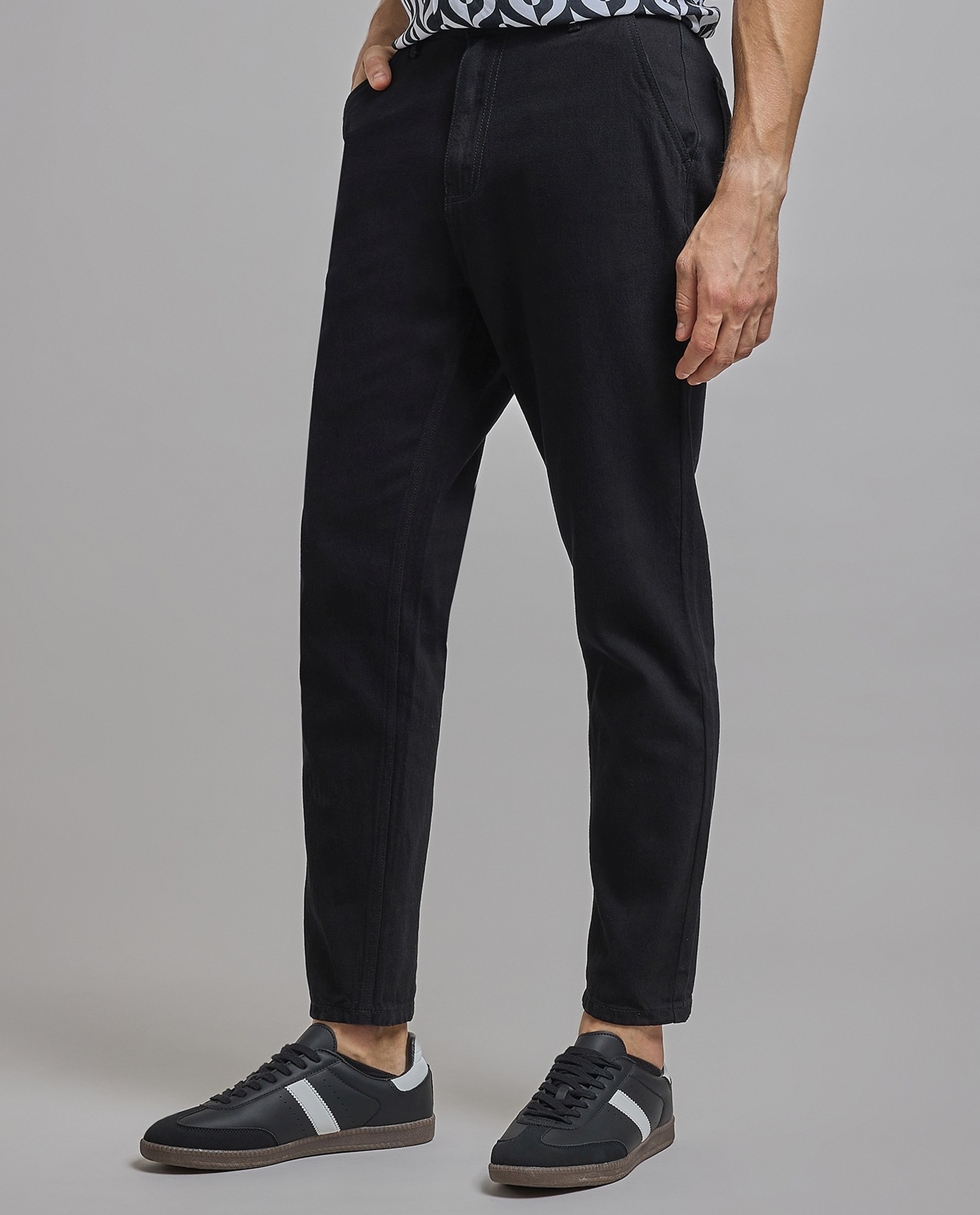 Patterned Shirt with Revere Collar and Short Sleeves