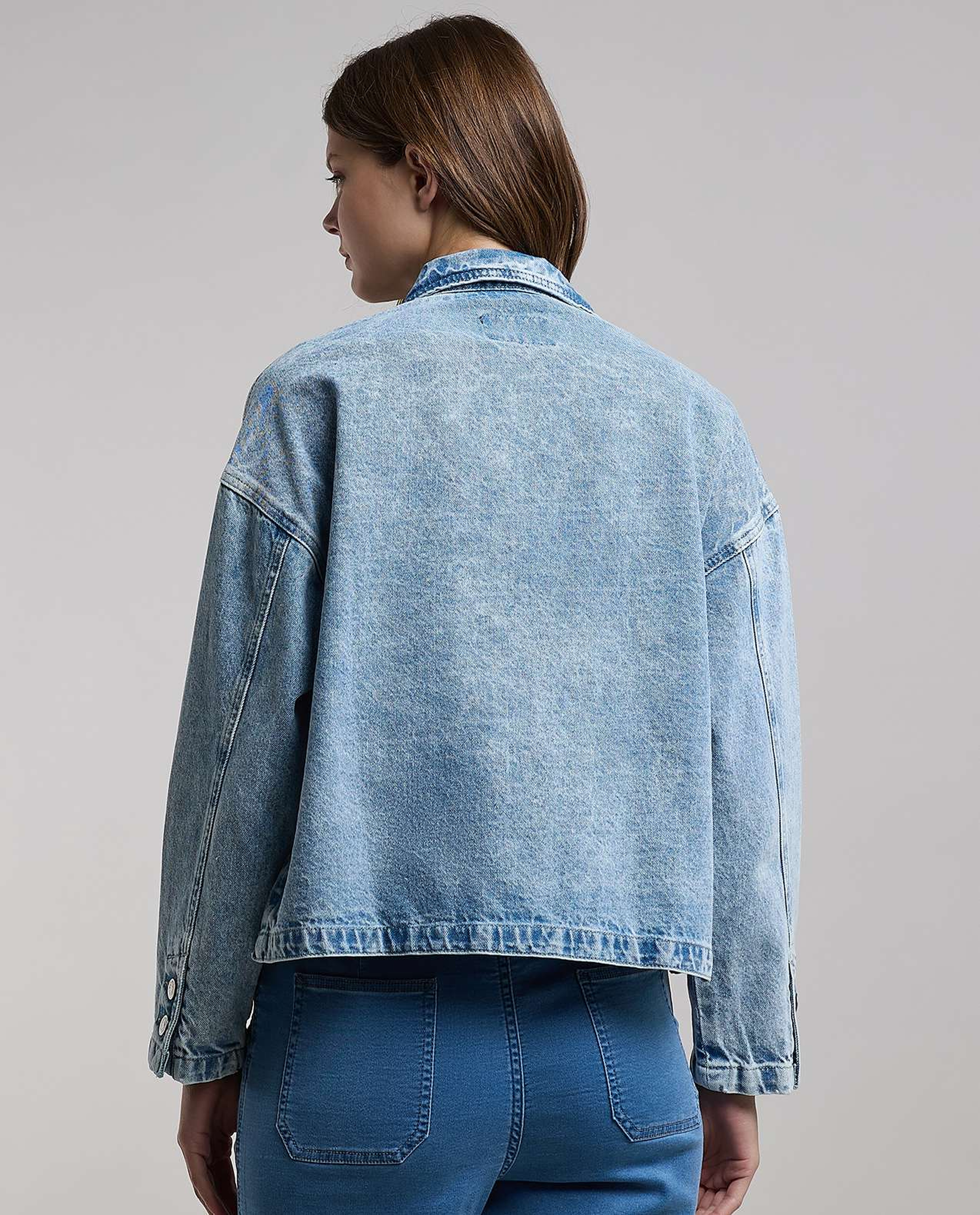 Washed Denim Jacket with Button Closure