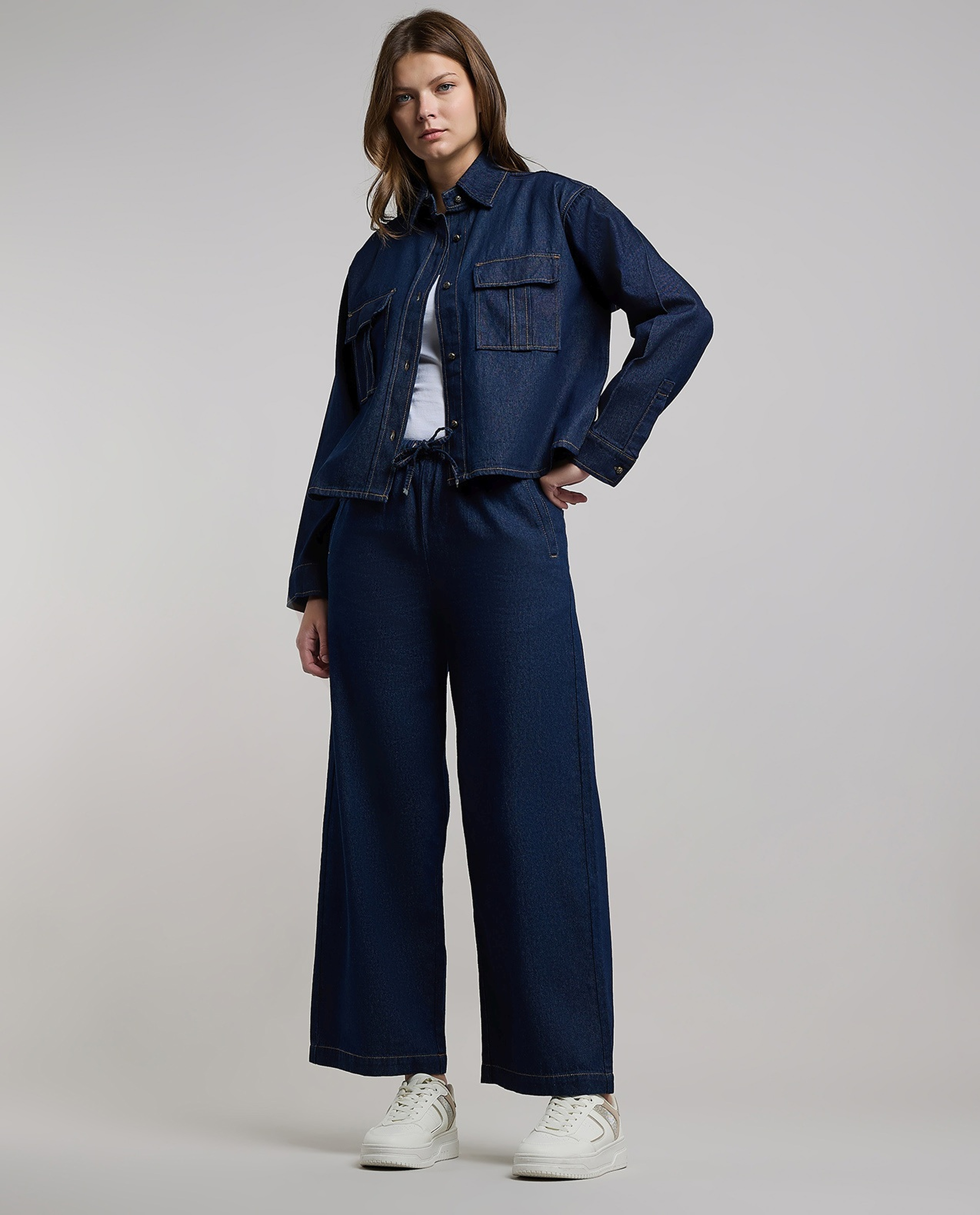 Washed Denim Jacket with Button Closure