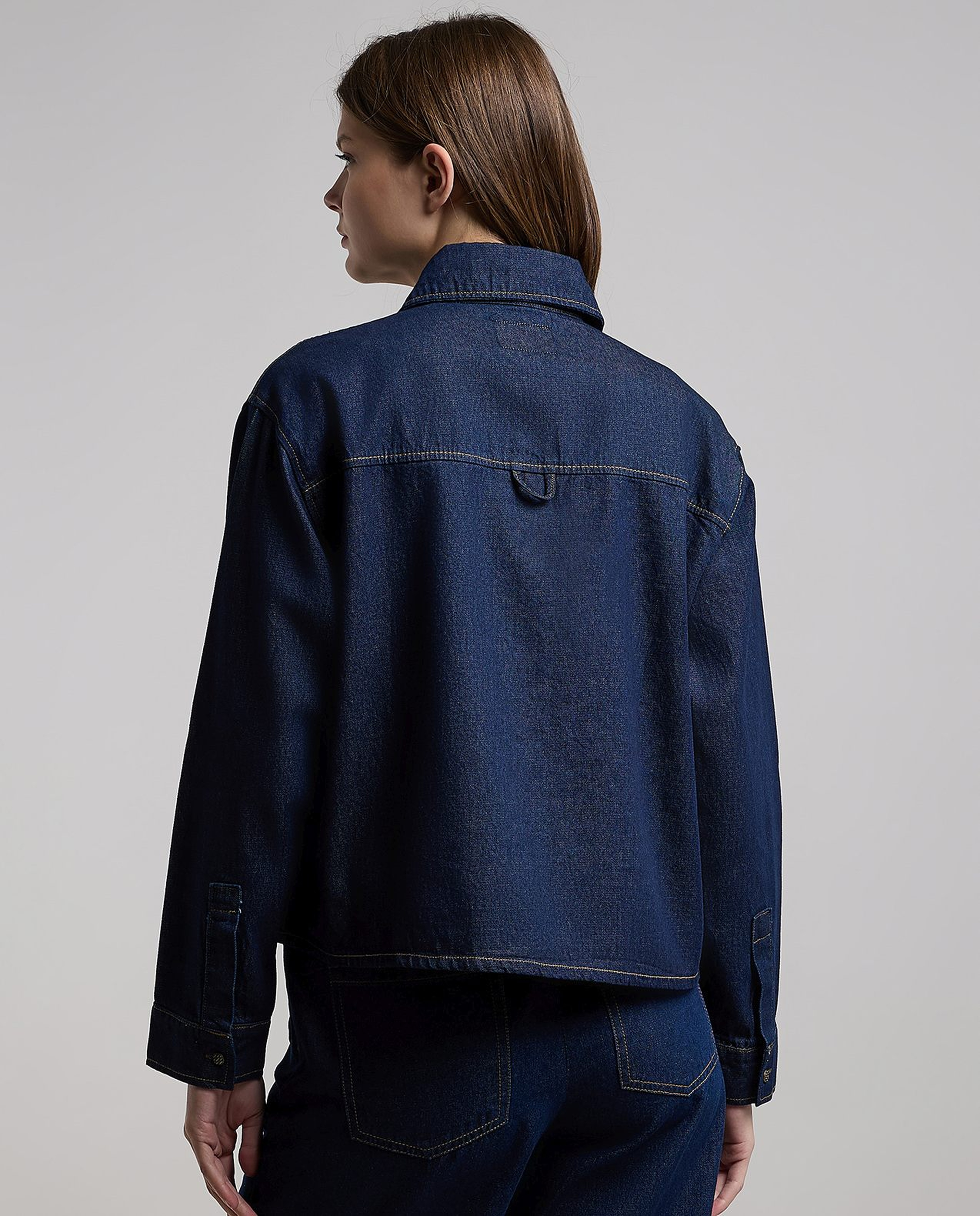 Washed Denim Jacket with Button Closure