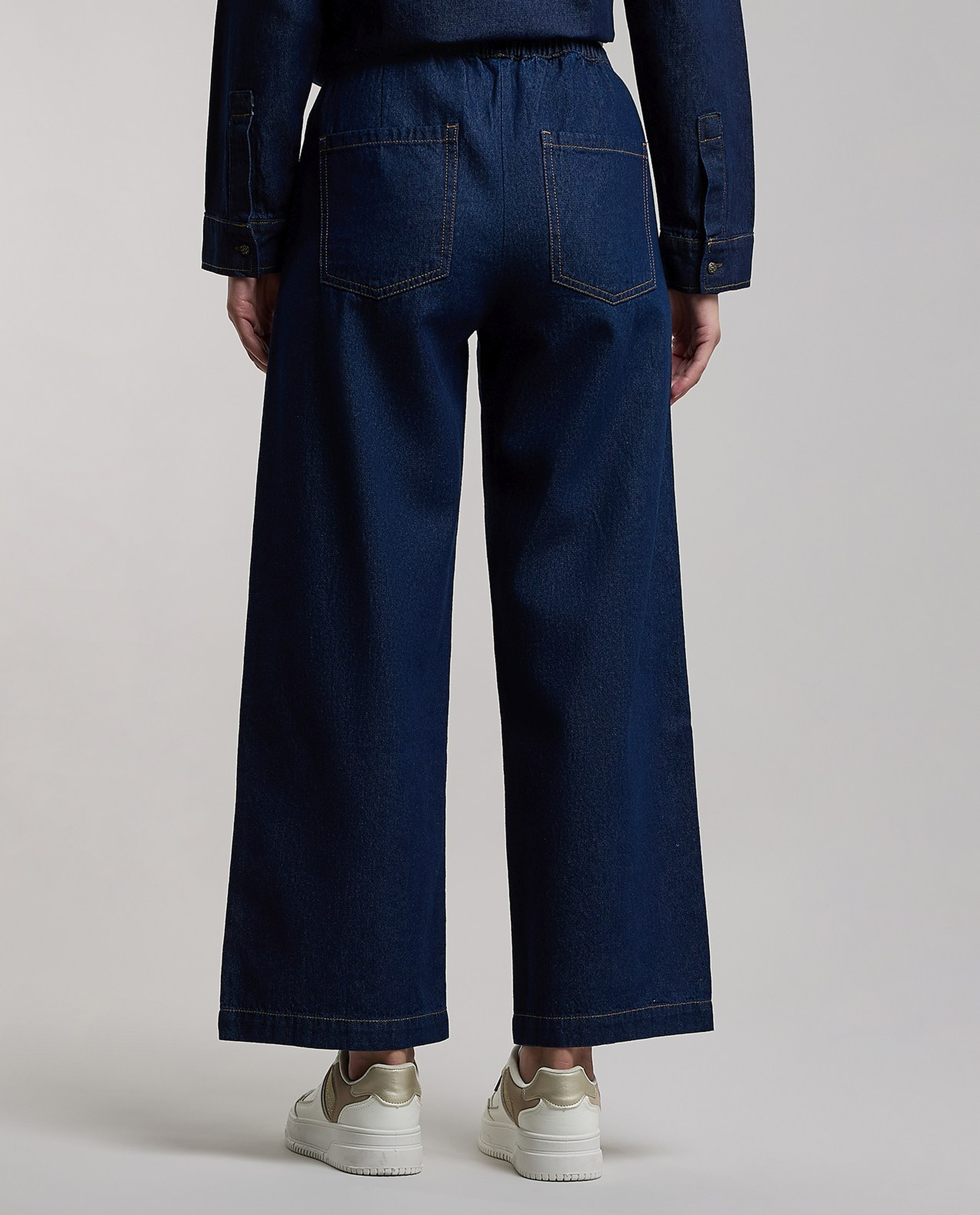 Washed Wide Leg Jeans with Button Closure