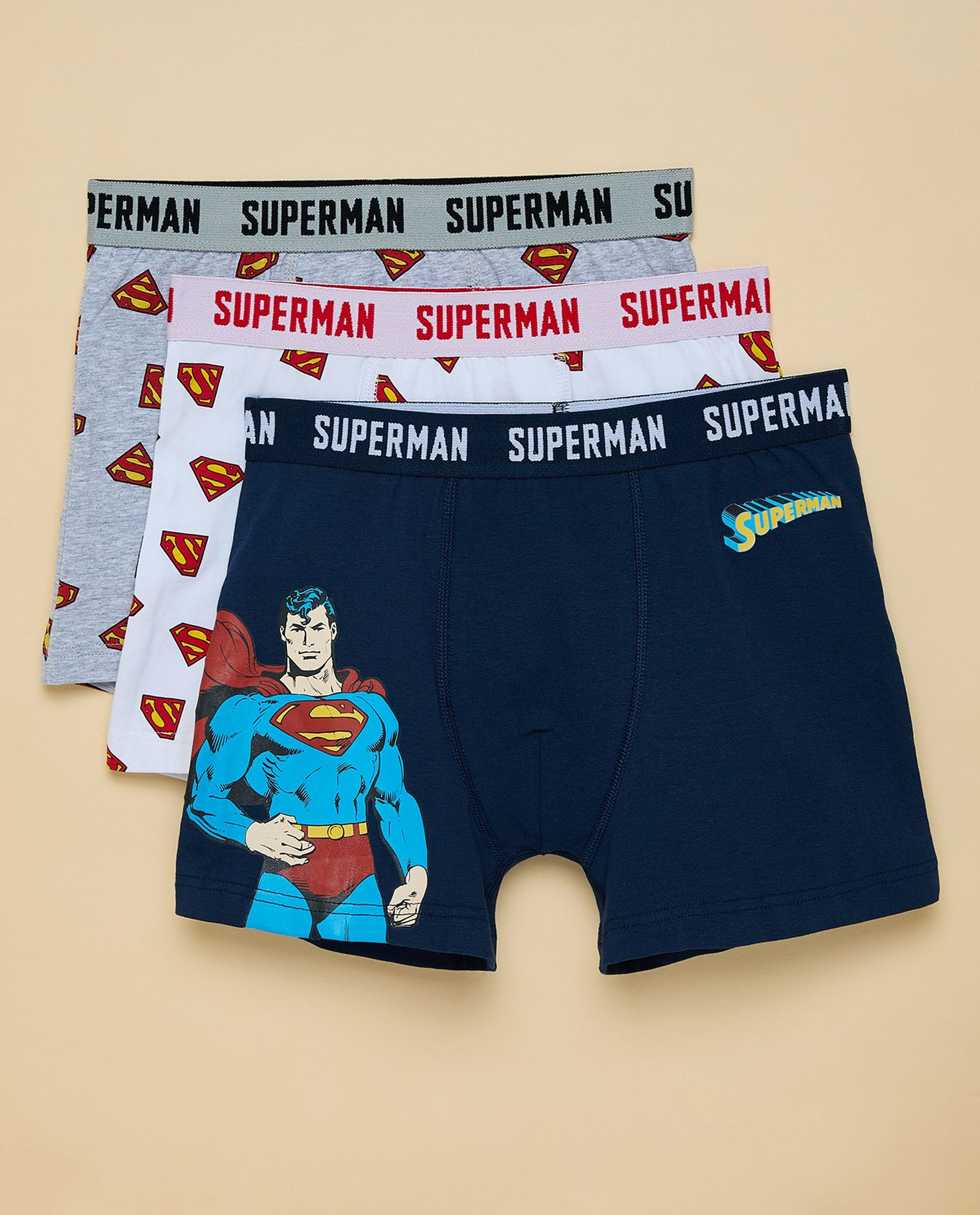 3 Pack Superman Printed Boxers
