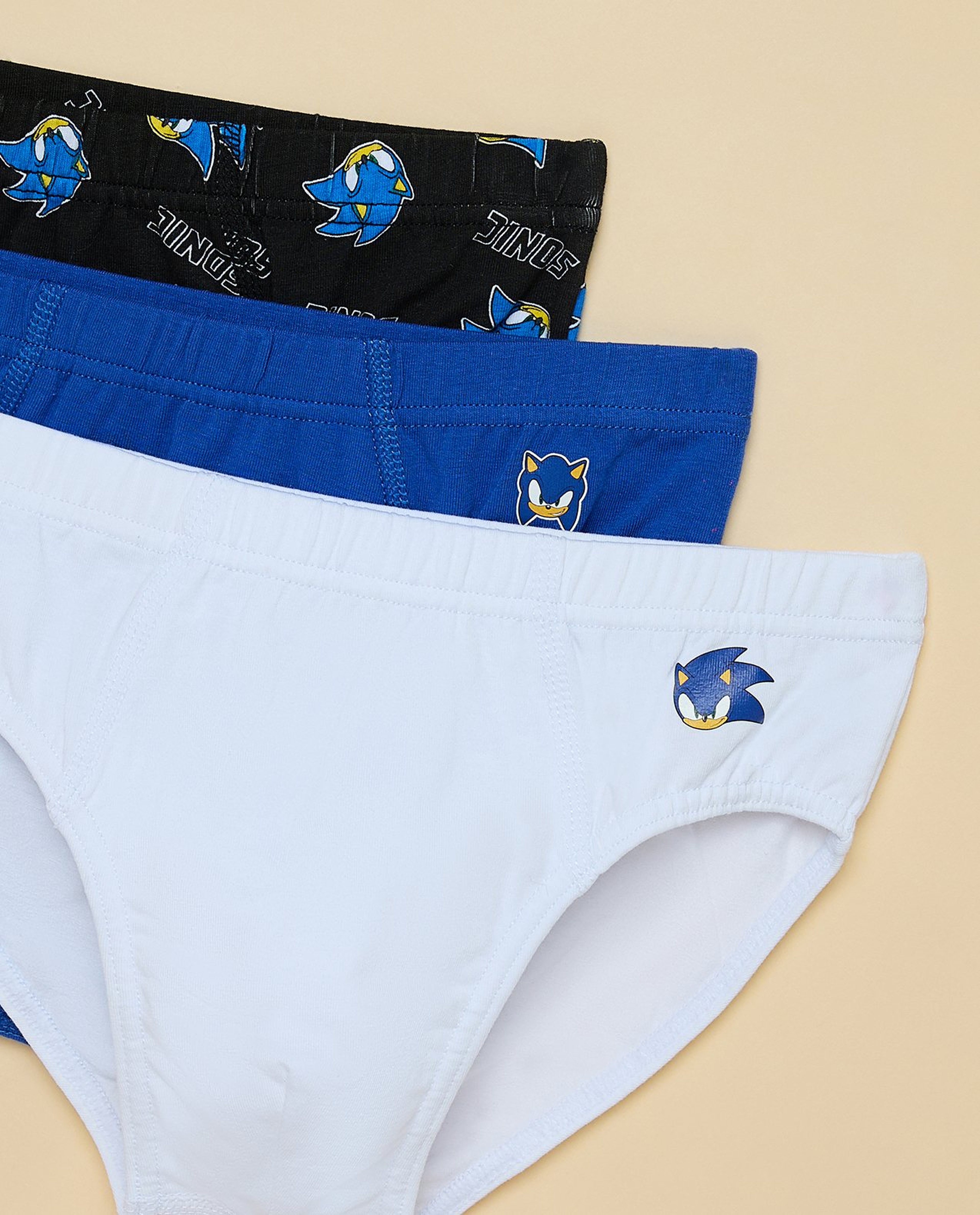 3 Pack Sonic Print Briefs