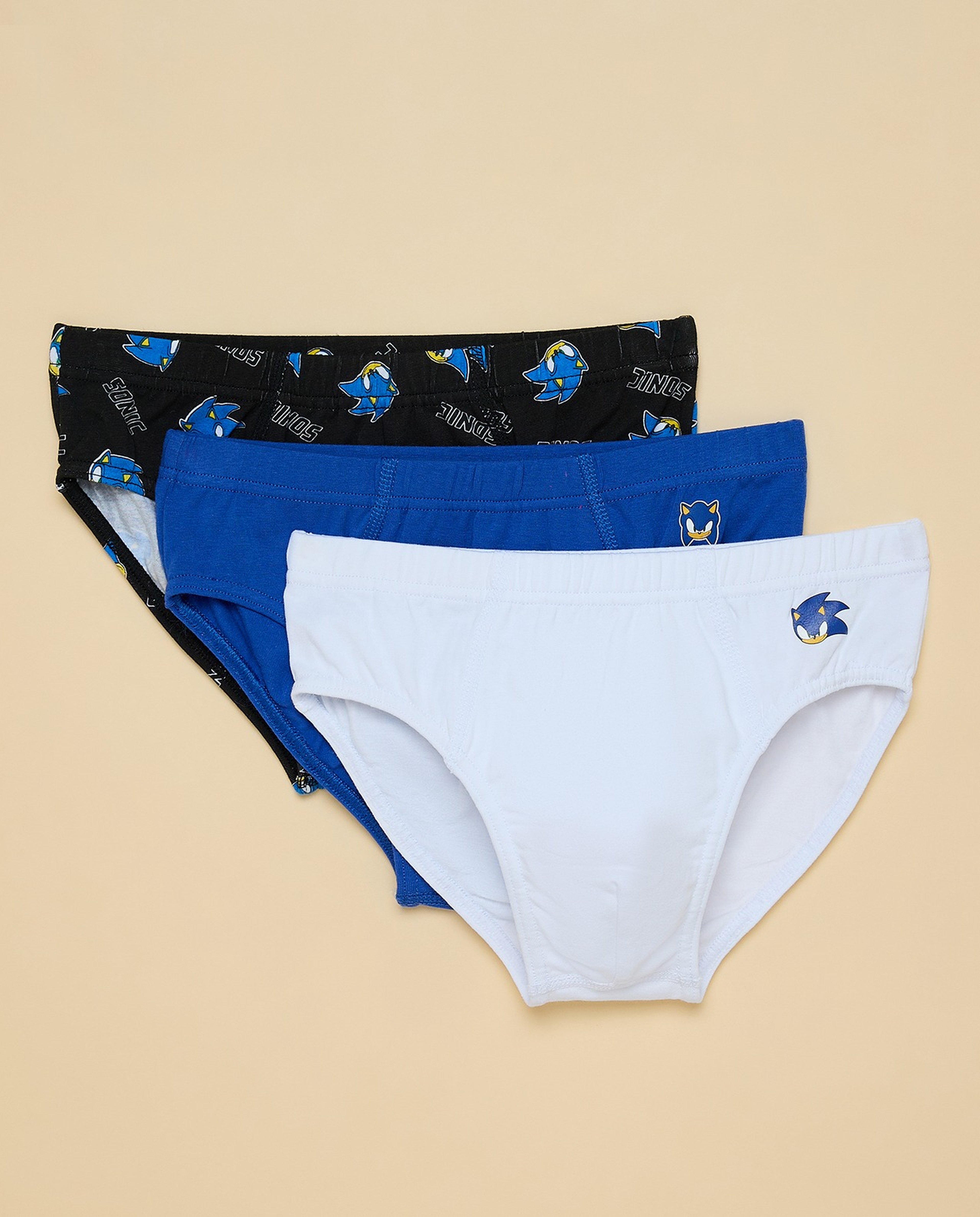3 Pack Sonic Print Briefs