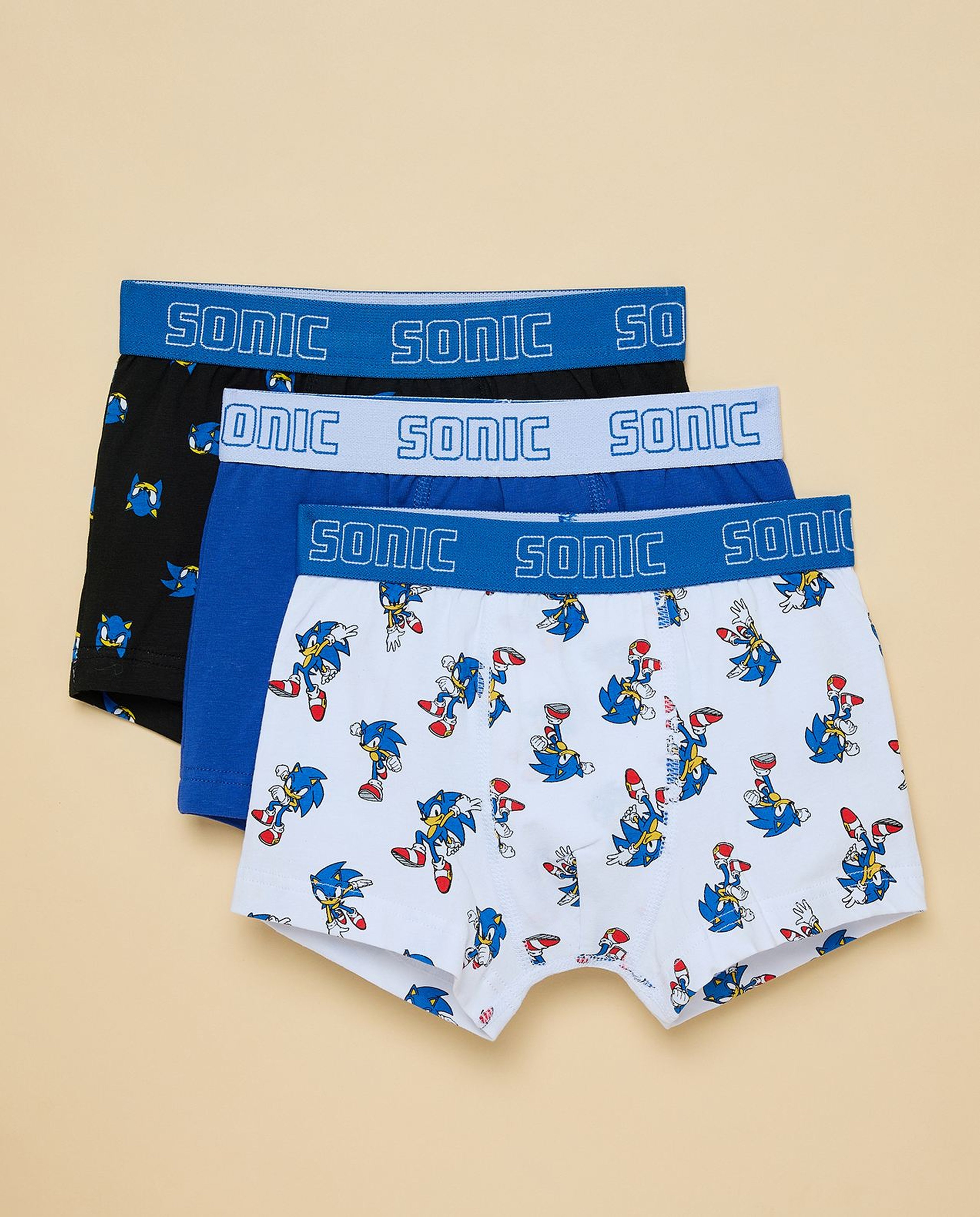 3 Pack Sonic Print Boxers
