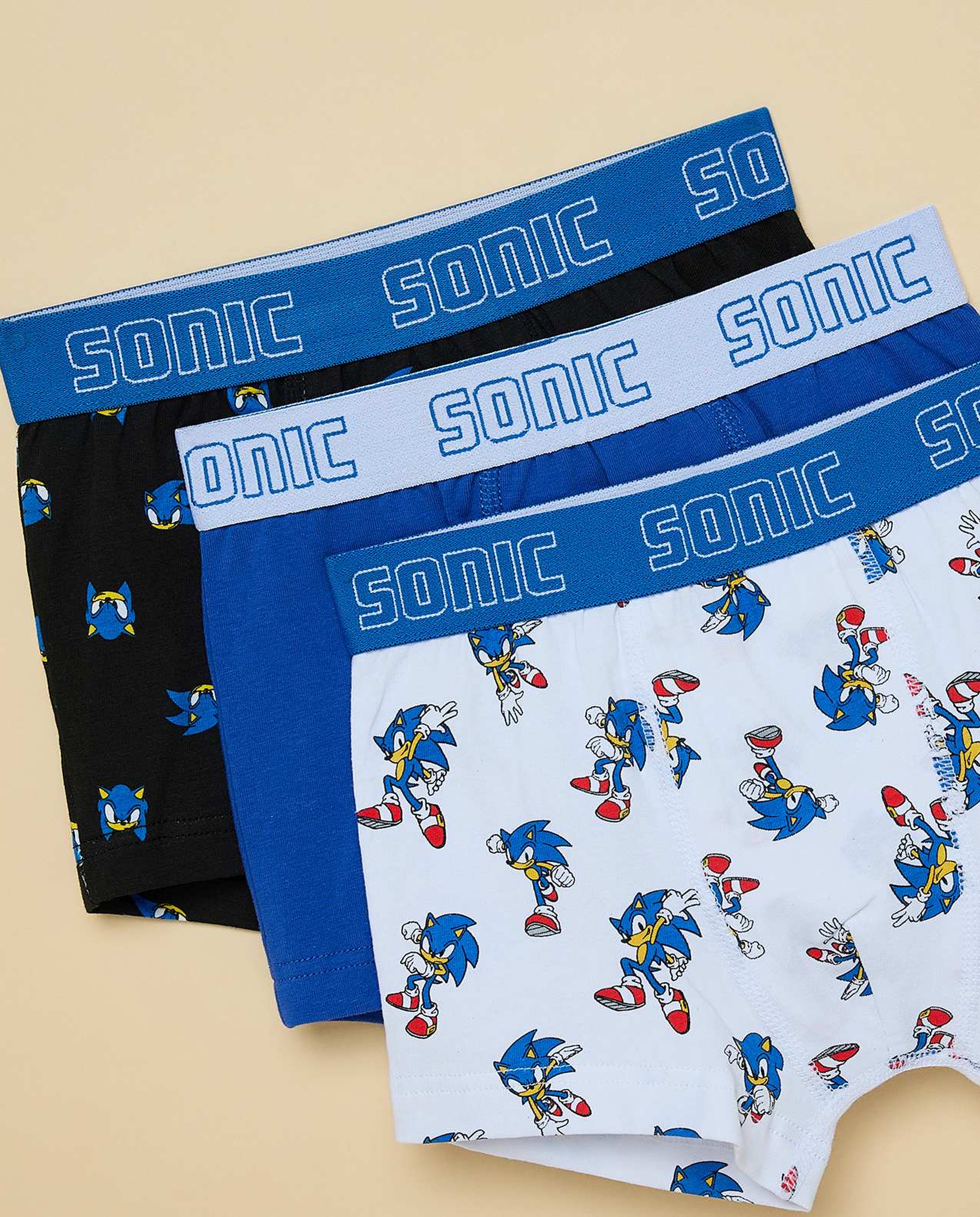 3 Pack Sonic Print Boxers