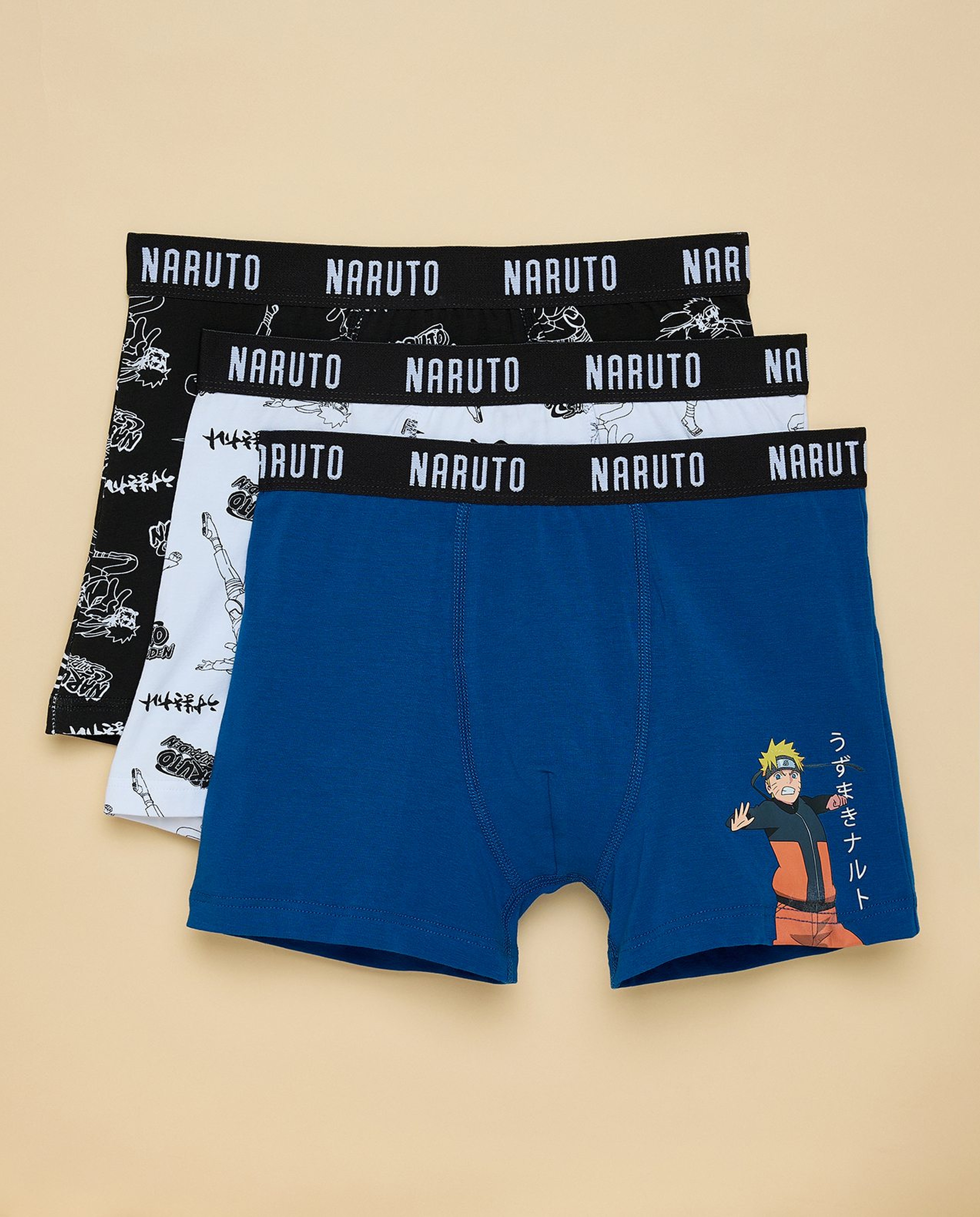 3 Pack Naruto Print Boxers