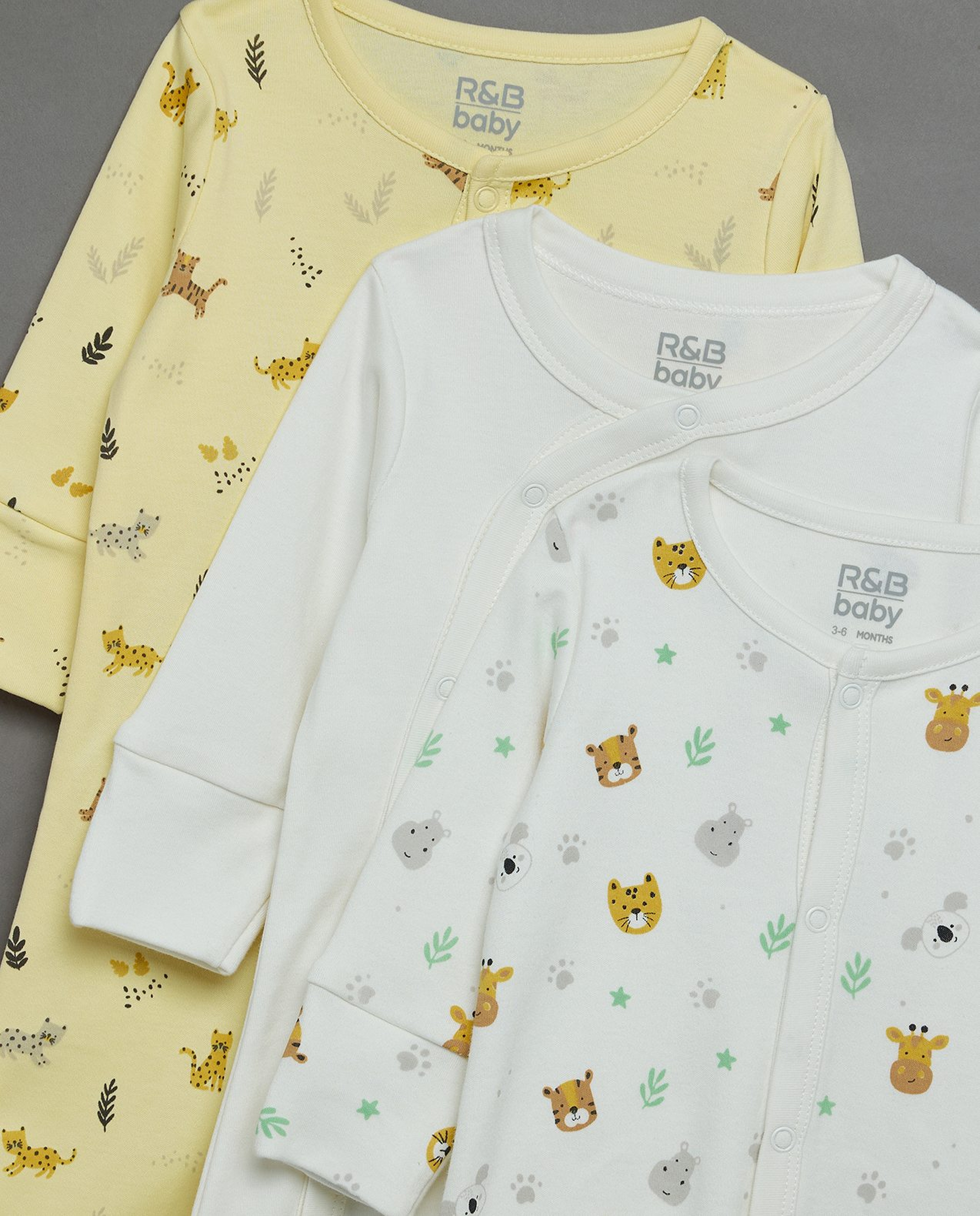 3 Pack Printed Footed Sleepsuits