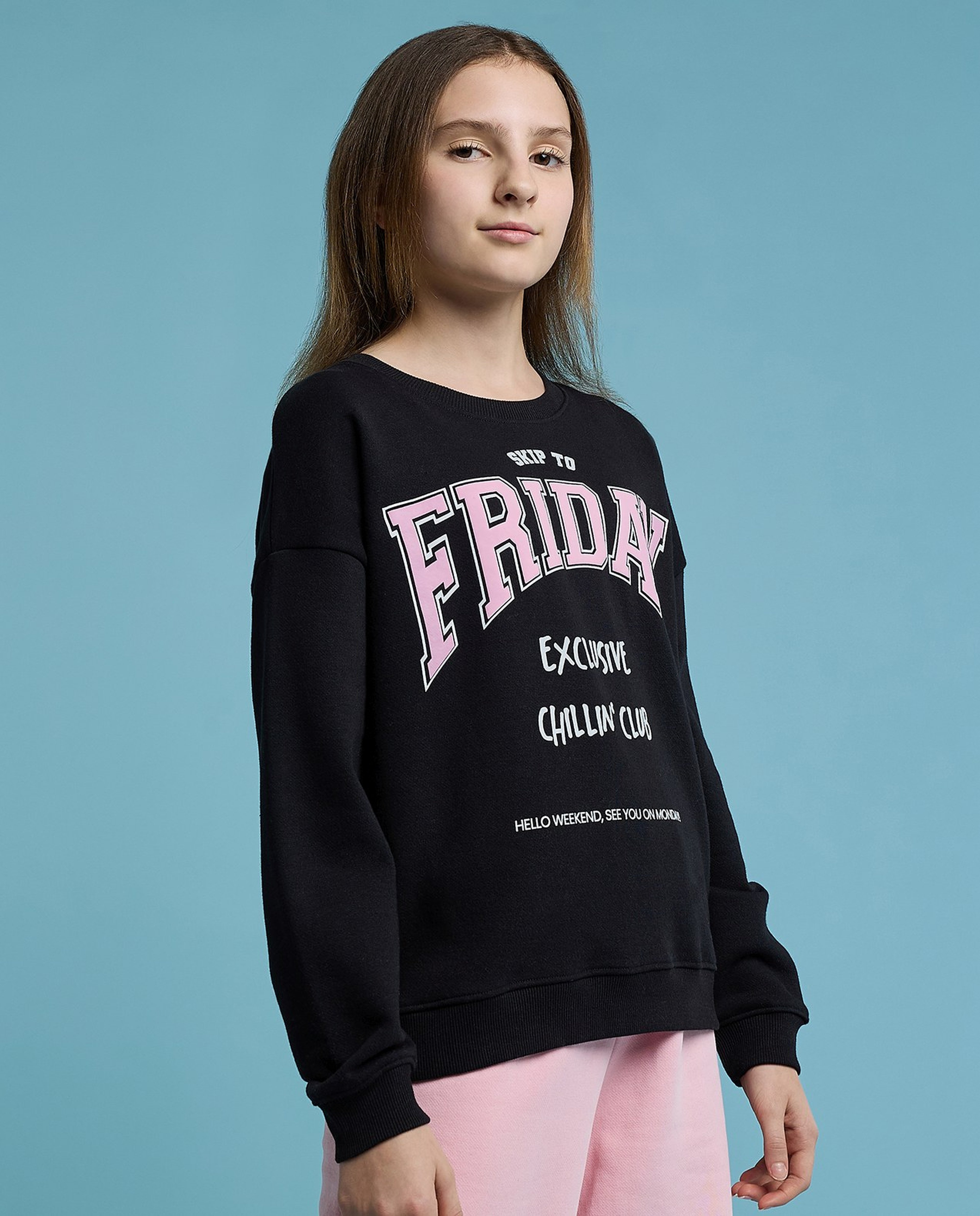 Printed Sweatshirt with Crew Neck and Long Sleeves